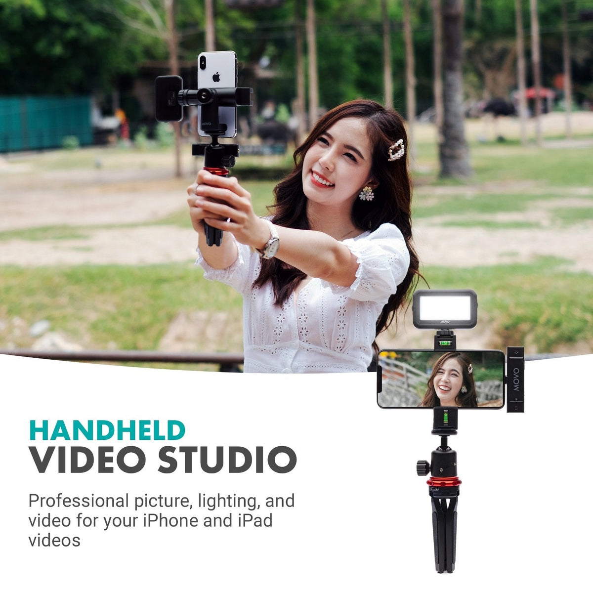 iVlog DI Smartphone Kit W/ Lightning Mic, Light, + More - Movo