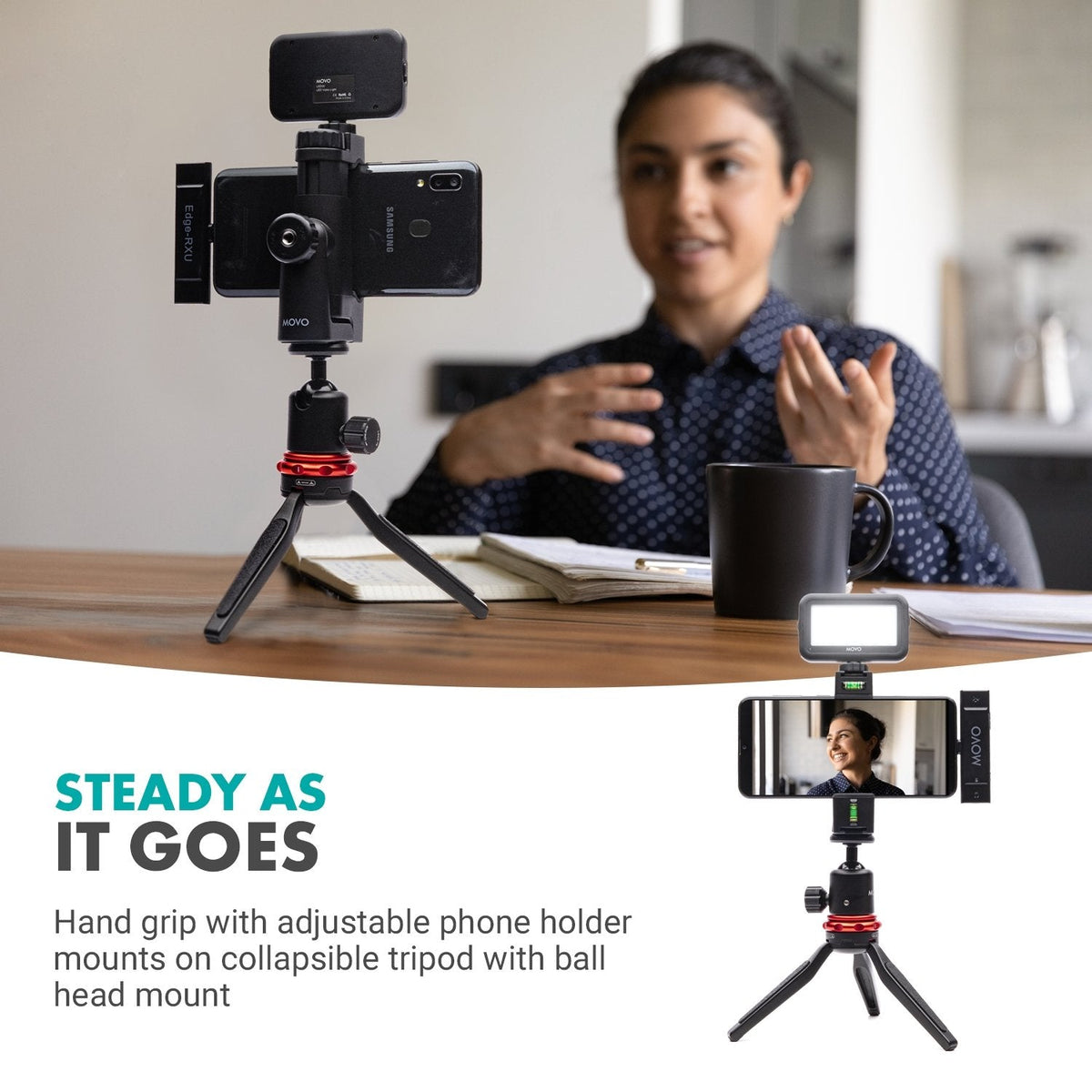 iVlog UC Android Vlogging Kit with Mic, LED Light, Tripod - Movo