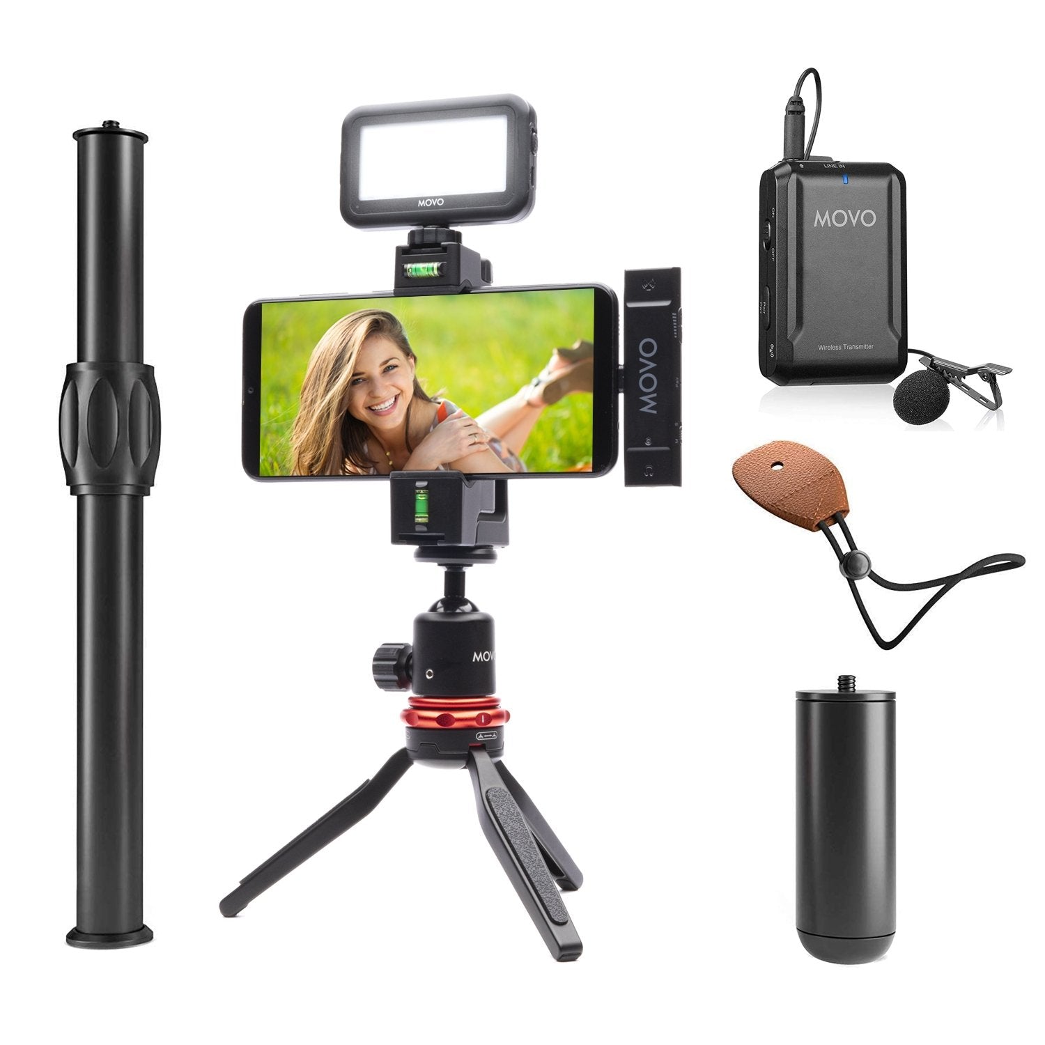 Movo Smartphone Vlogging Kit for iPhone with Shotgun Microphone, Grip  Handle, Wrist Strap for iPhone and Android Smartphones for TIK Tok, Vlog