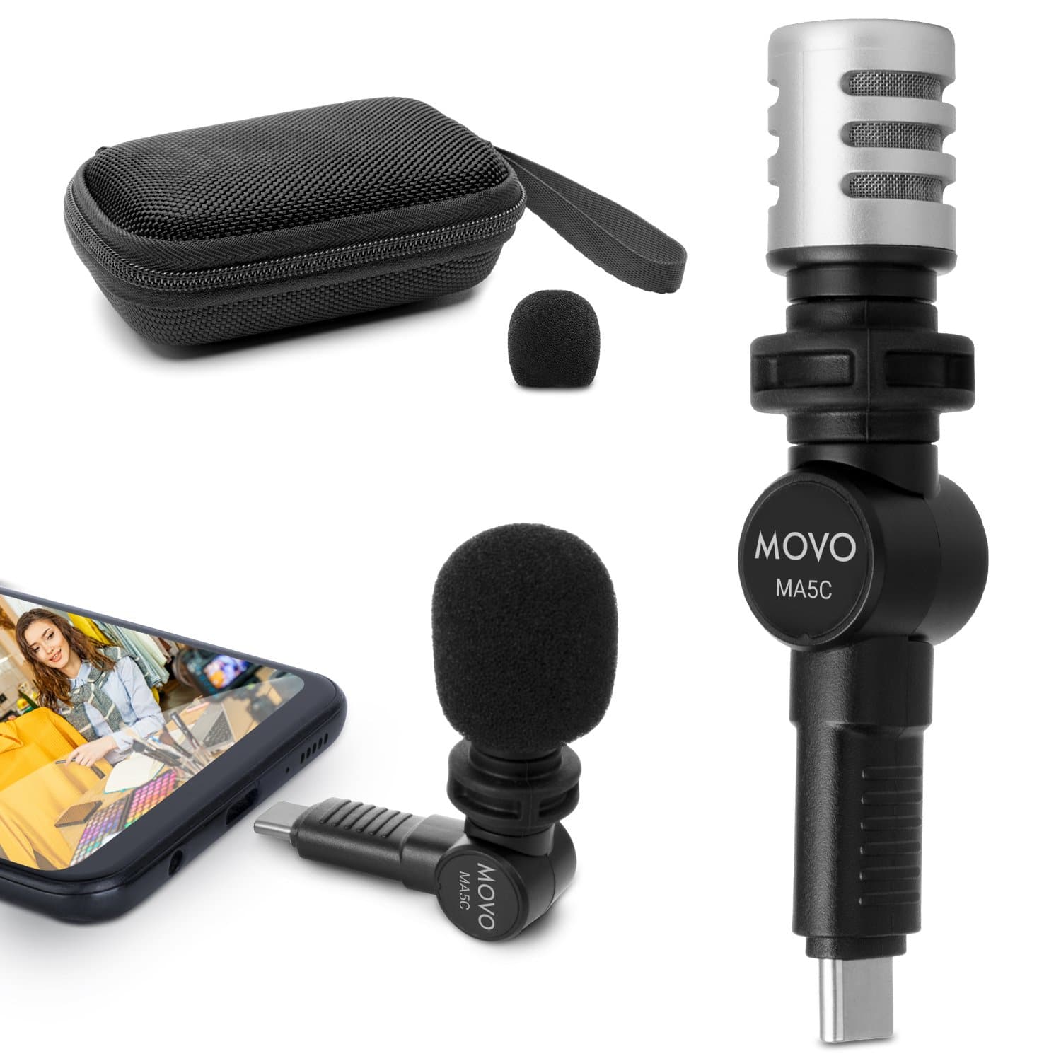 MA5C | Mini Microphone USB-C Android Smartphones + Tablets | Movo