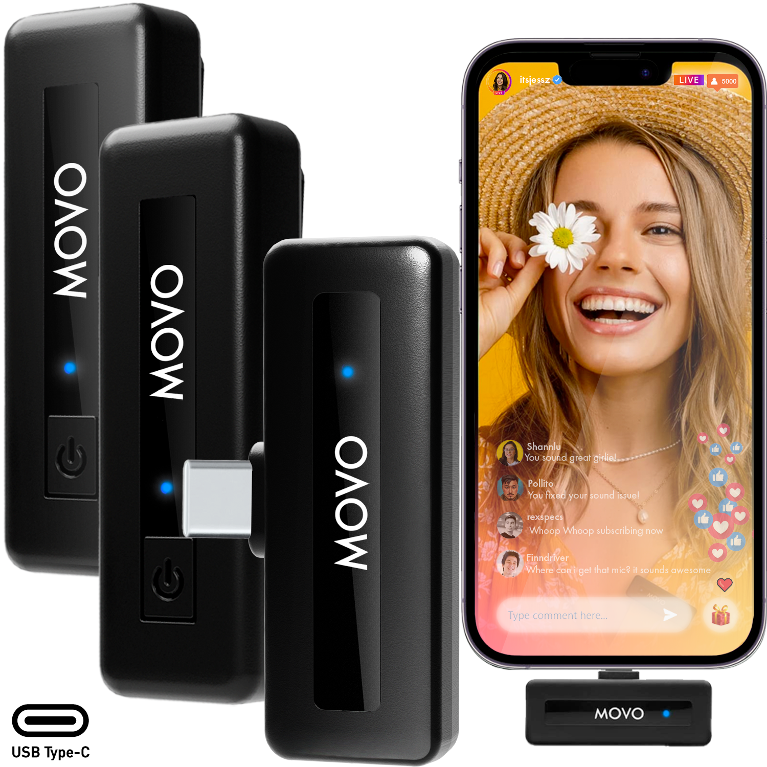 Movo Mini micrófono inalámbrico UC Duo para Android - Micrófono Bluetooth  ultracompacto para Android con clip en micrófono inalámbrico Lavalier para