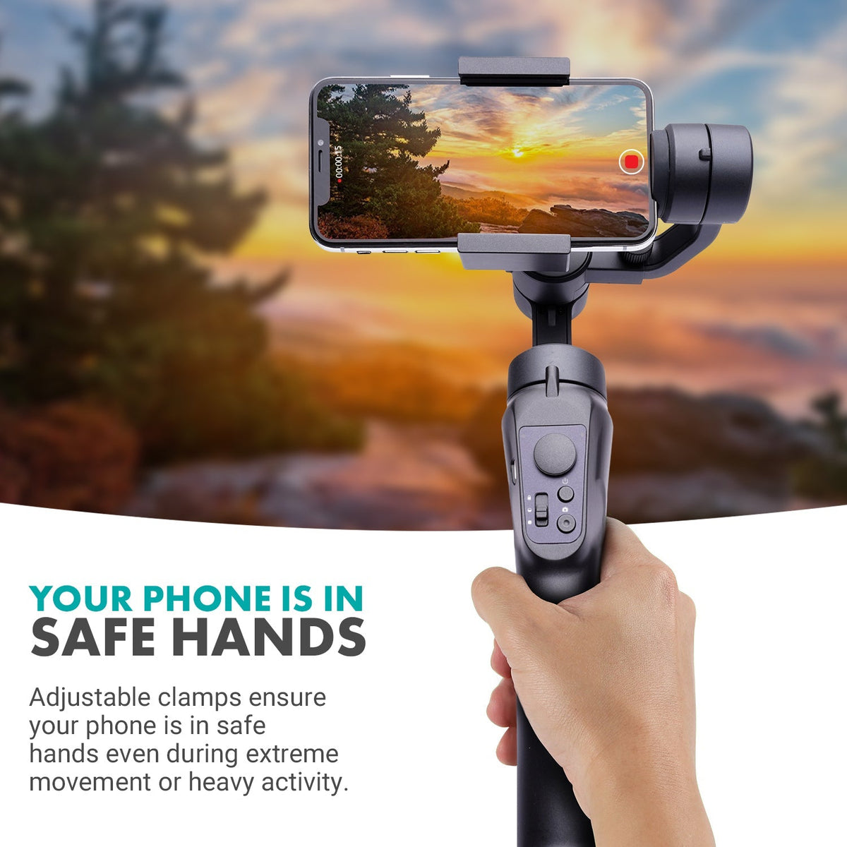 Motorized 3-Axis Handheld Gimbal Stabilizer for Smartphones - Movo