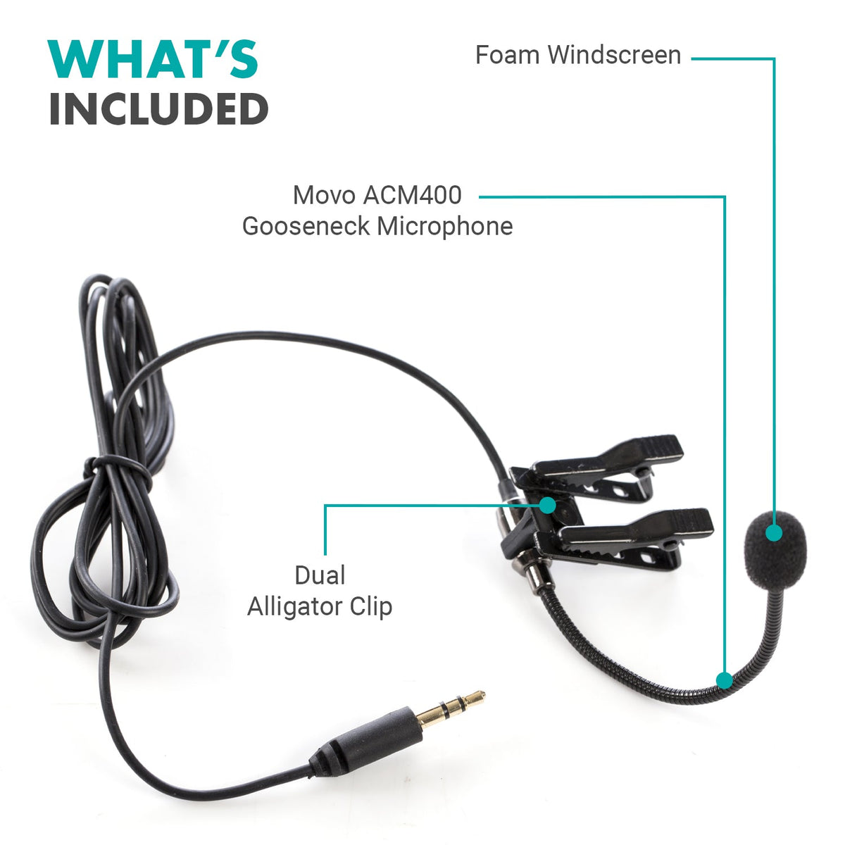 Movo ACM400 | Flexible Gooseneck Omnidirectional Helmet Mic for GoPro - Movo