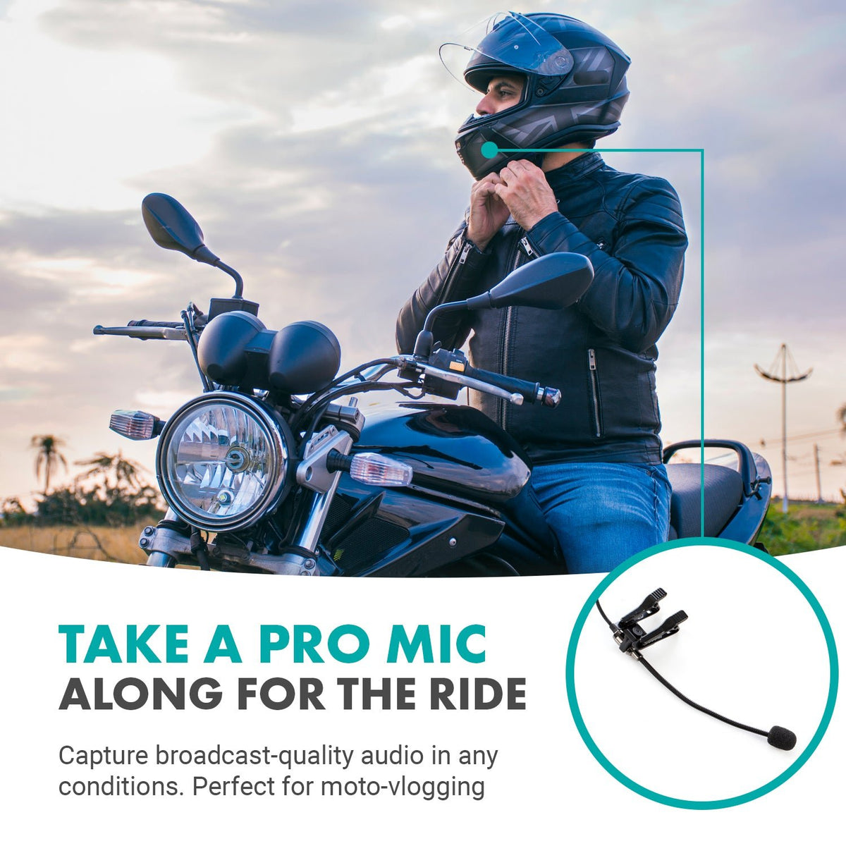 Movo ACM400 | Flexible Gooseneck Omnidirectional Helmet Mic for GoPro - Movo