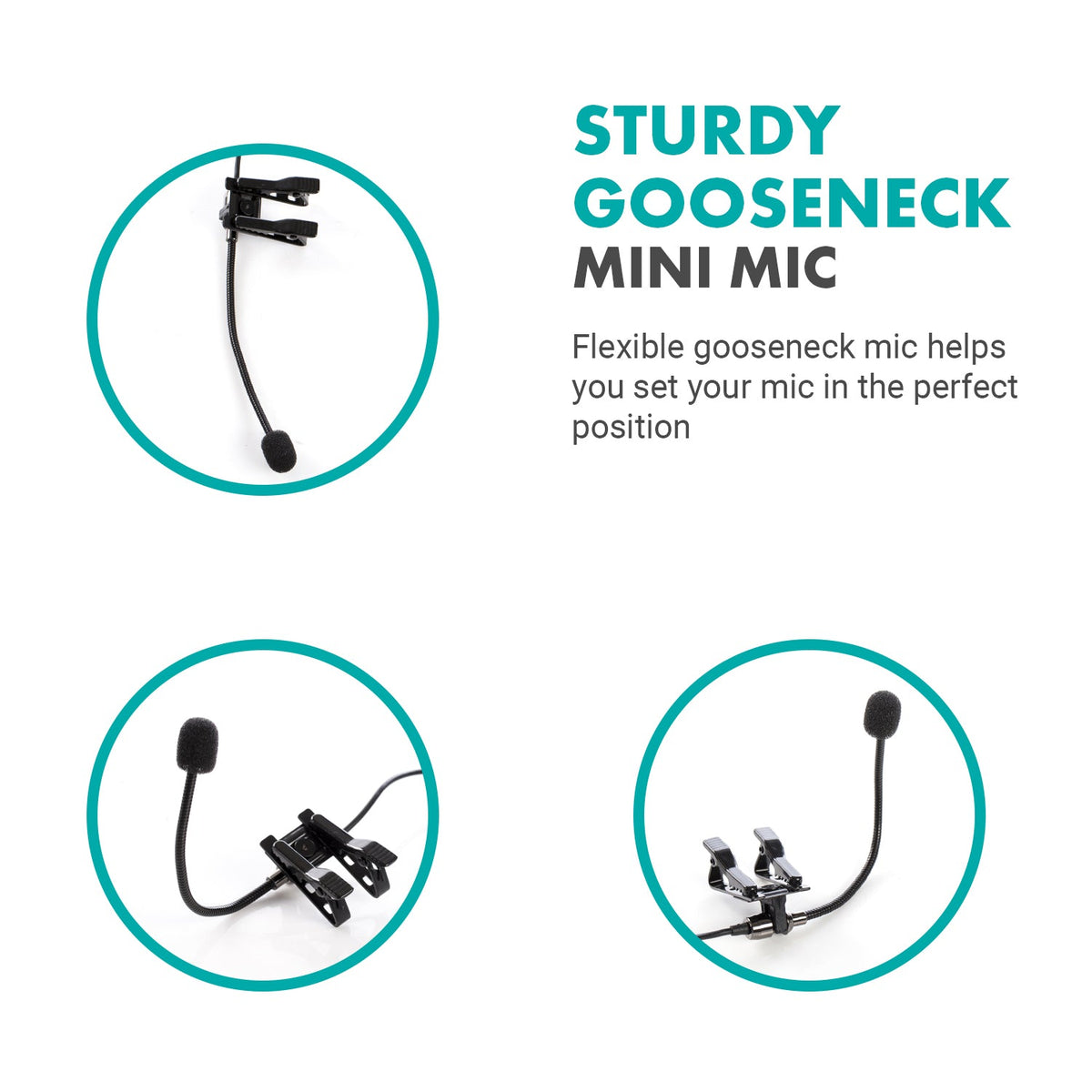 Movo ACM400 | Flexible Gooseneck Omnidirectional Helmet Mic for GoPro - Movo