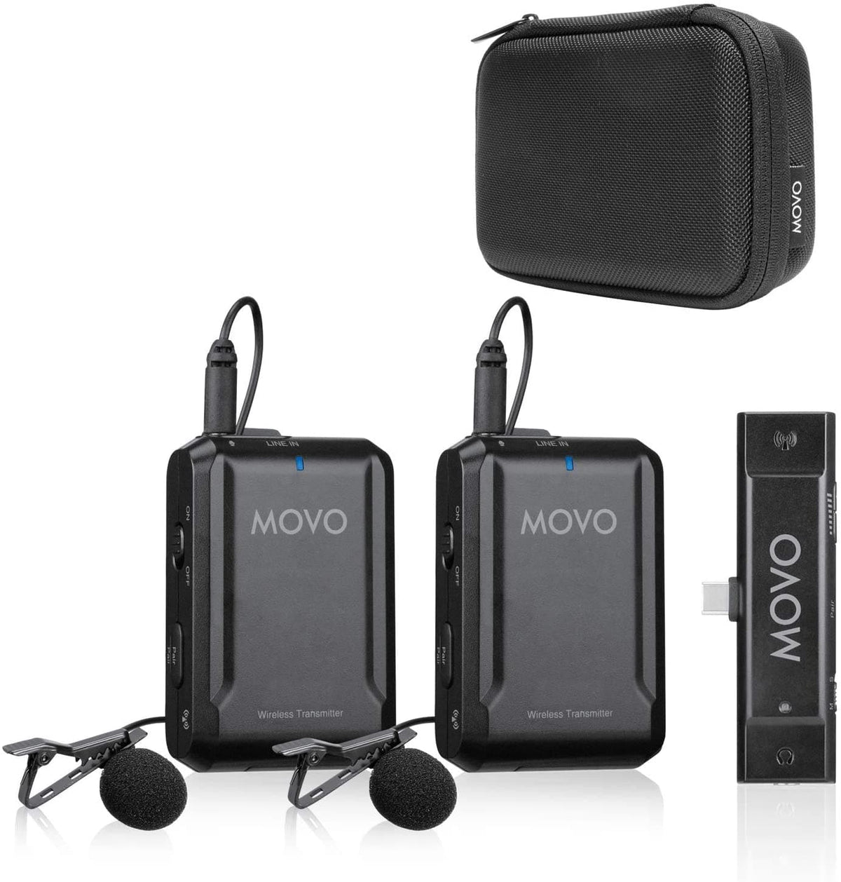 Movo EDGE-UC-DUO | Dual Wireless Lapel Mic System for Android &amp; USB-C - Movo