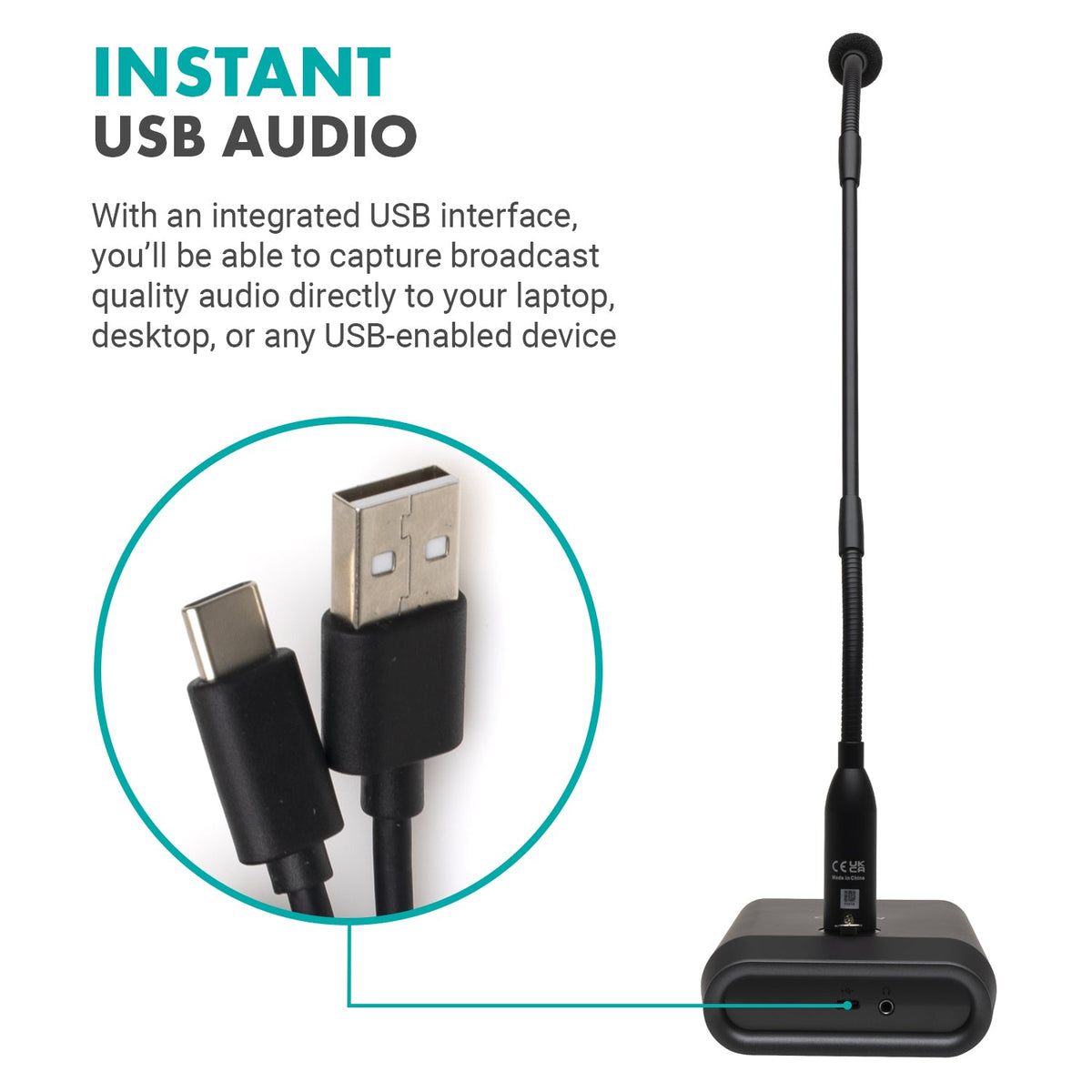 Movo GM-5 | 18&quot; Professional USB Gooseneck Microphone - Movo