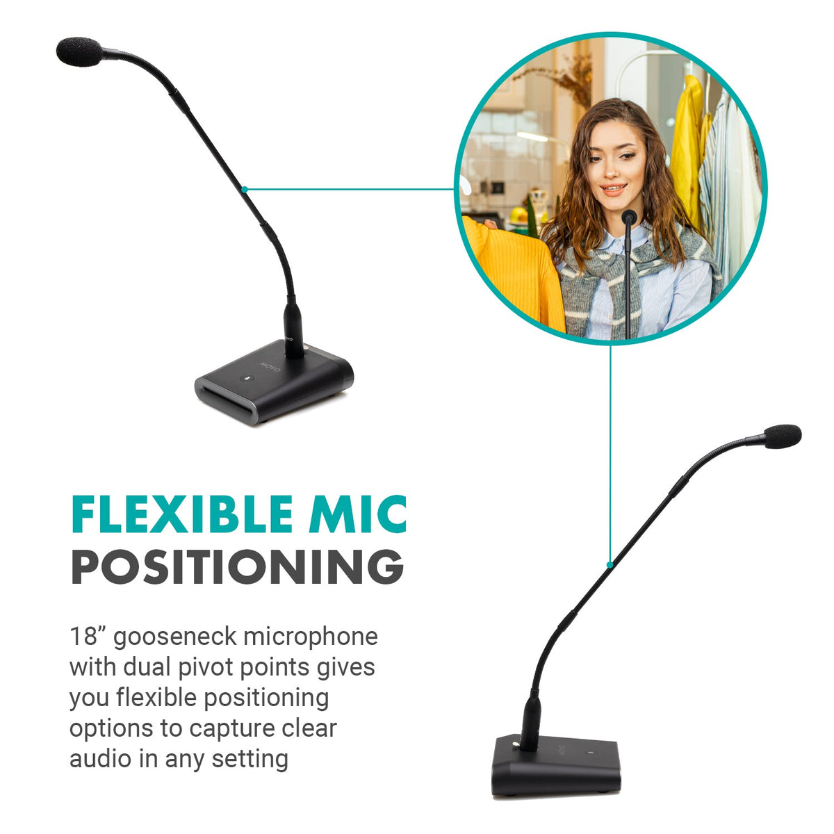 Movo GM-5 | 18&quot; Professional USB Gooseneck Microphone - Movo