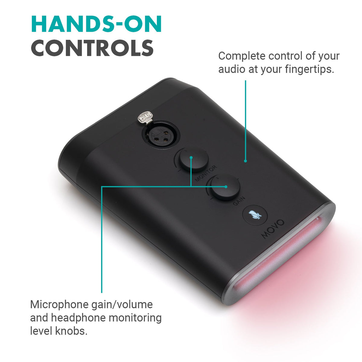 Movo GM-7 | 18&quot; Professional USB Gooseneck Microphone with Mic Gain and RGB - Movo