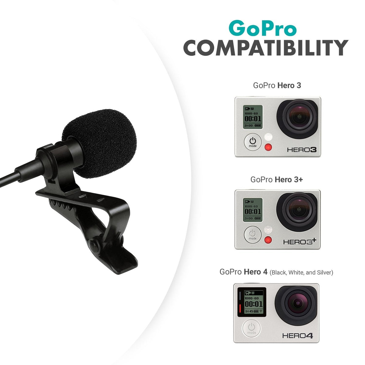 Movo GM100 | Condensor GoPro Mic | Battery-Free Omidirectional Lav Mic - Movo