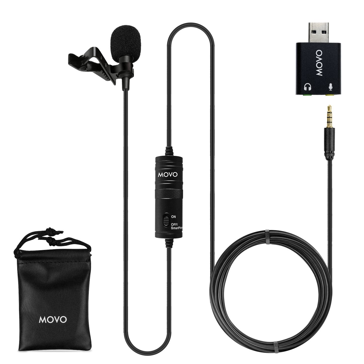 Movo LV1 Lavalier Lapel Clip on Microphone for Cameras, Camcorders and  Smartphones Compatible with iPhone and Android Perfect Lav Mic for Filming