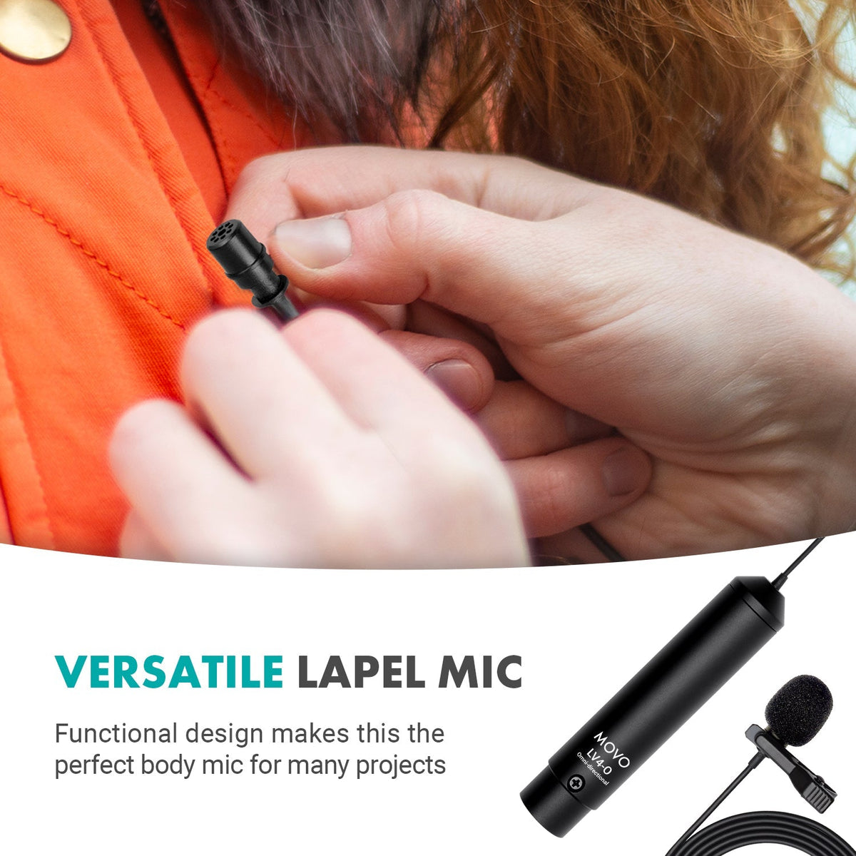 Movo LV4 | Lav Mic XLR | XLR Lavalier Microphone Interview Kit - Movo