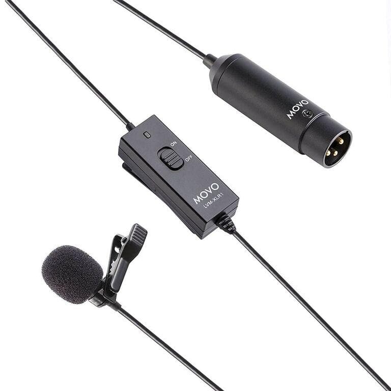 Movo LVM-XLR1 | Battery-Powered XLR Omnidirectional Lav Microphone - Movo