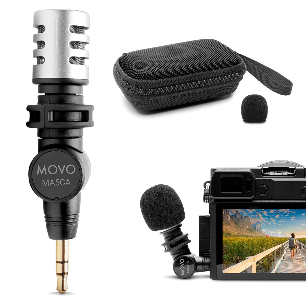 Movo MA5CA | Mini Shotgun Omnidirectional Mic for Cameras w/ 3.5mm TRS - Movo