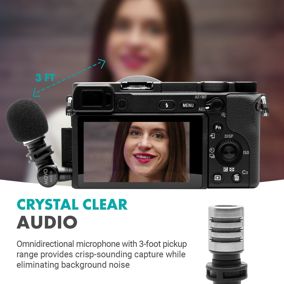 Movo MA5CA | Mini Shotgun Omnidirectional Mic for Cameras w/ 3.5mm TRS - Movo