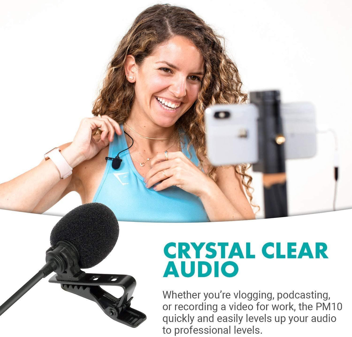 Movo PM10 | Black or White Lavalier Movo Microphone for Smartphones - Movo