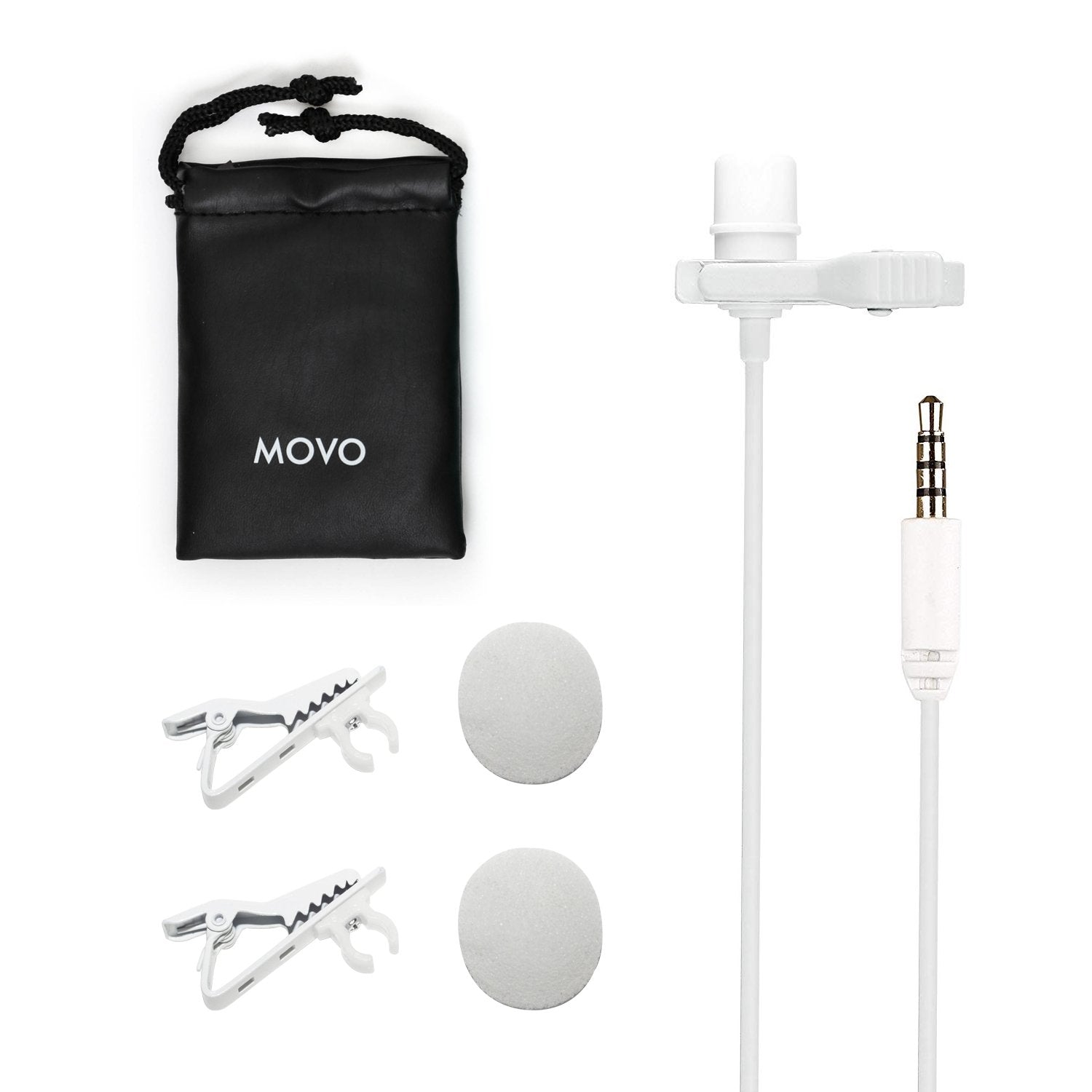 Movo PM10 | Black or White Lavalier Movo Microphone for Smartphones - Movo