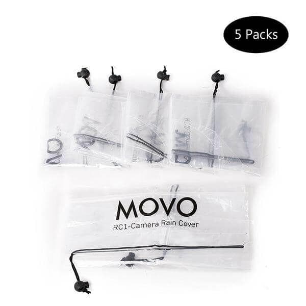 Movo RC1-5 | Waterproof Clear Rain Cover for DSLR &amp; Other Cameras 5-Pk - Movo