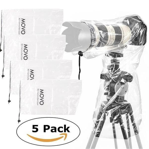 Movo RC1-5 | Waterproof Clear Rain Cover for DSLR &amp; Other Cameras 5-Pk - Movo