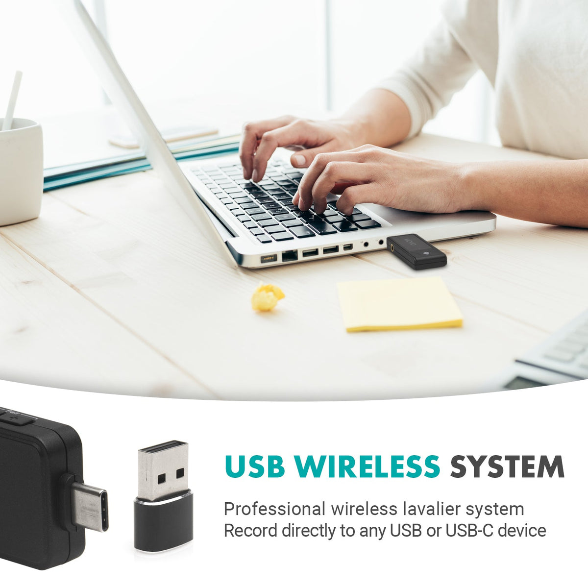 Movo WMX-1-UL | Wireless USB and USB-C Lavalier Microphone - Movo