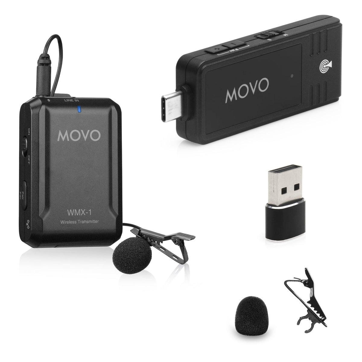 Movo WMX-1-UL | Wireless USB and USB-C Lavalier Microphone - Movo