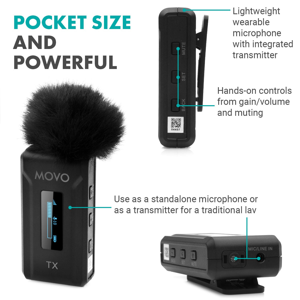 Movo WMX-2-DUO Dual Wireless Lavalier Microphone System with Charging Case - Movo