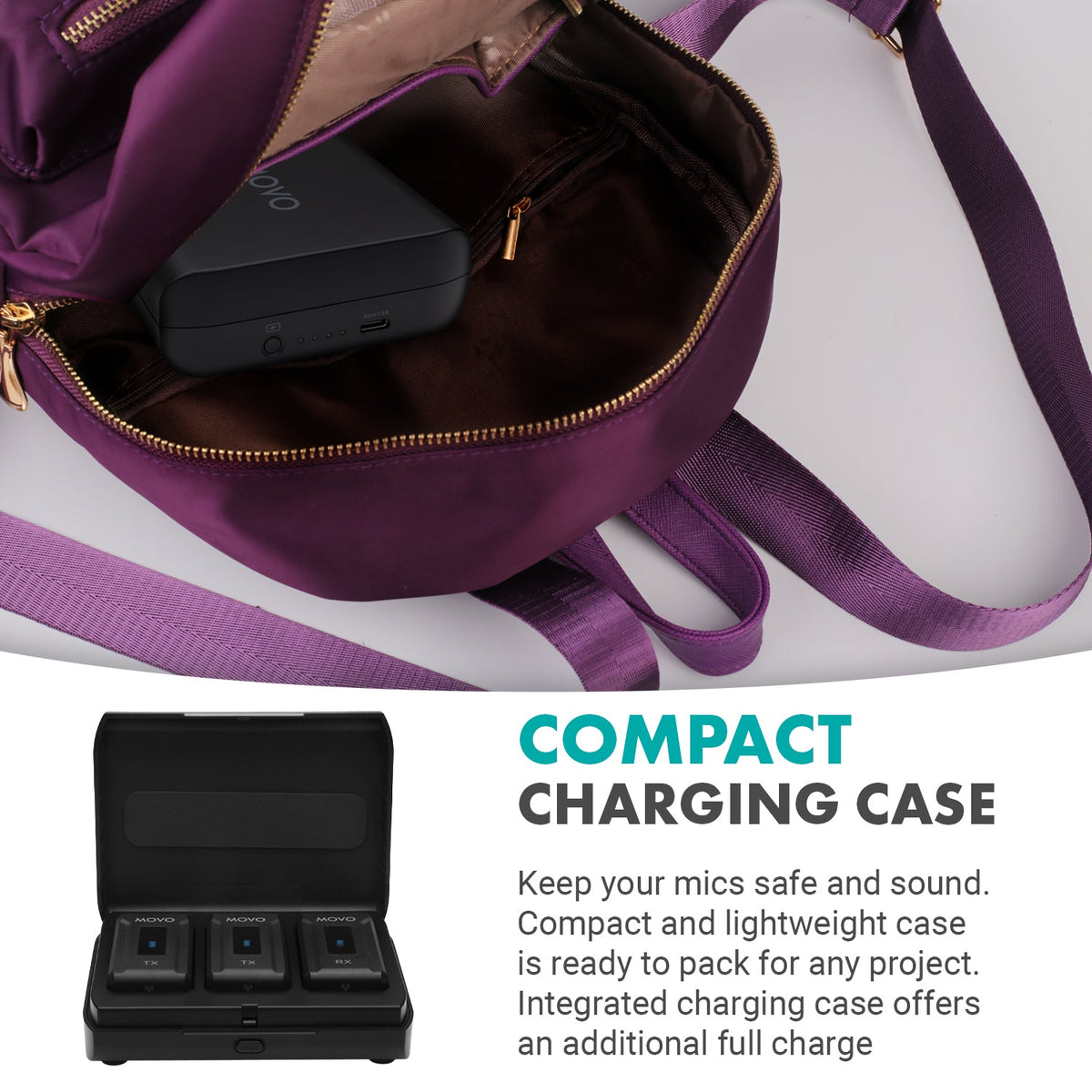 Movo WMX-2-DUO Dual Wireless Lavalier Microphone System with Charging Case - Movo