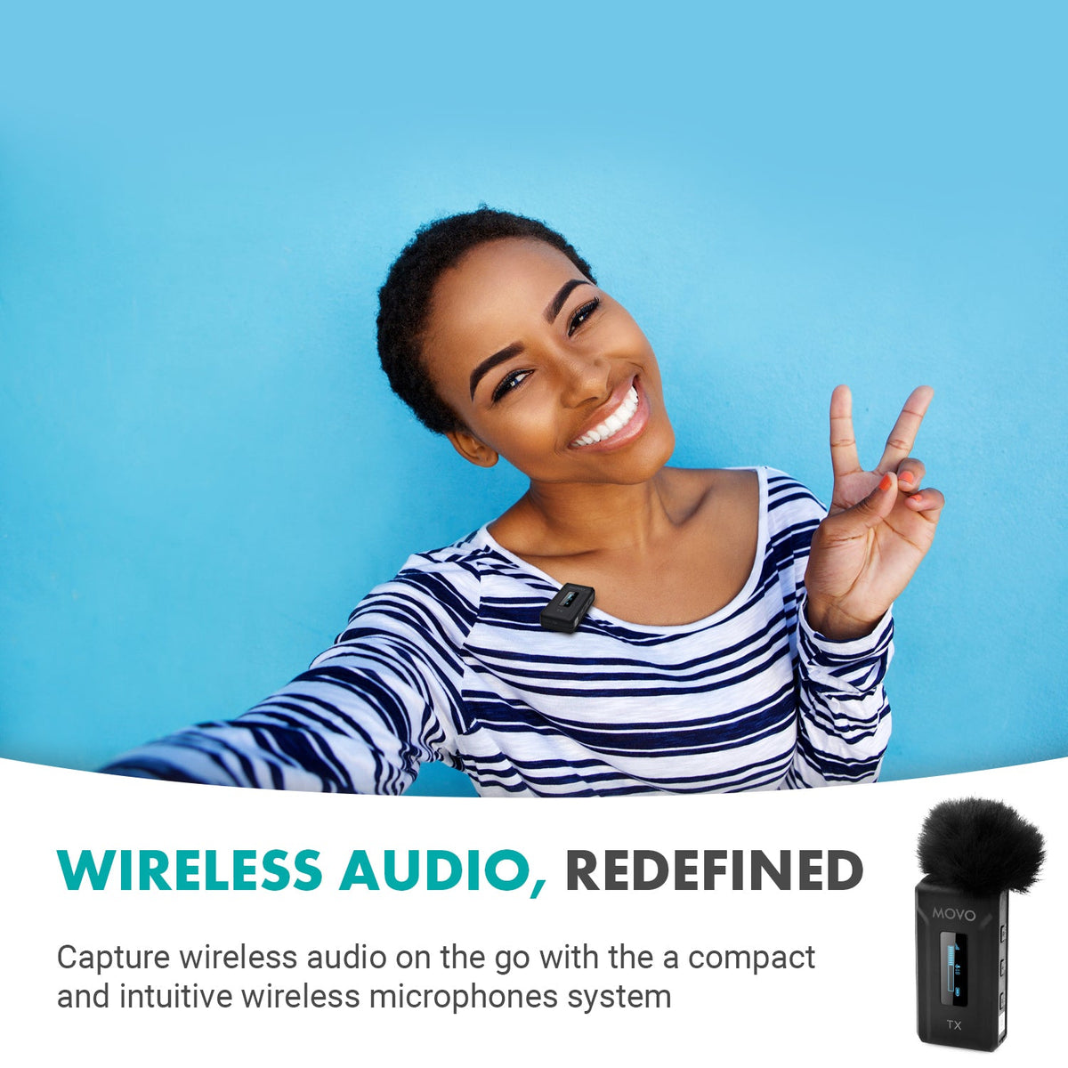 Movo WMX-2 Wireless Lavalier Microphone System with Charging Case - Movo