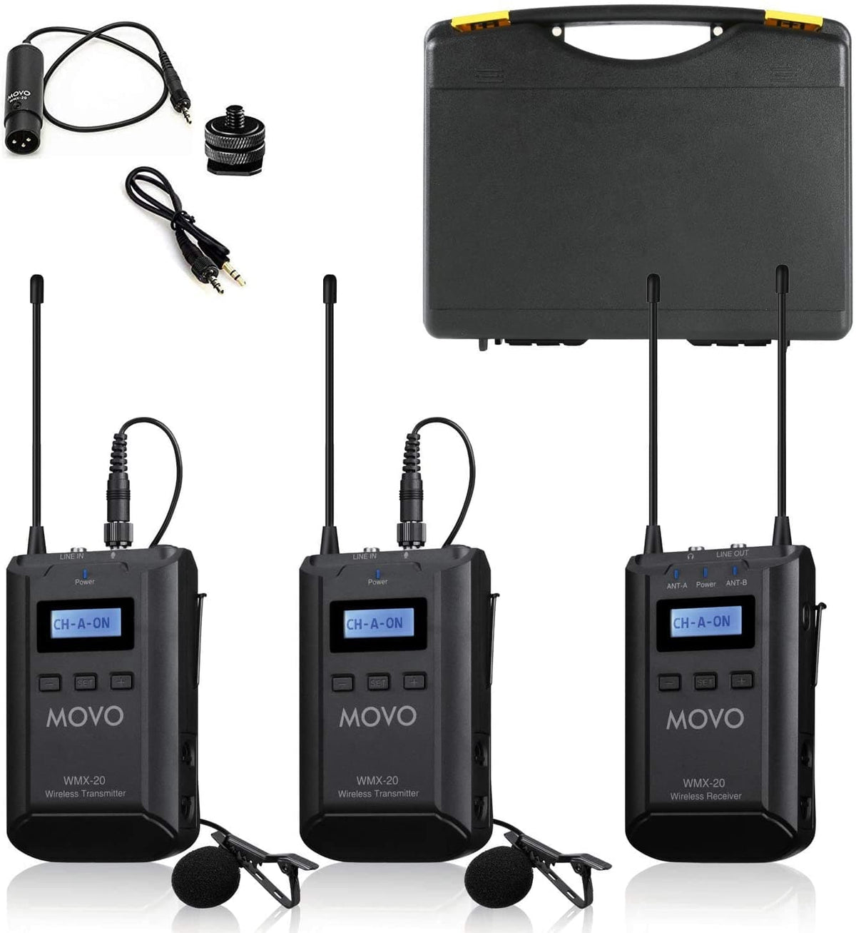 Movo WMX-20-DUO | UHF Dual Wireless Lavalier Microphone System - Movo