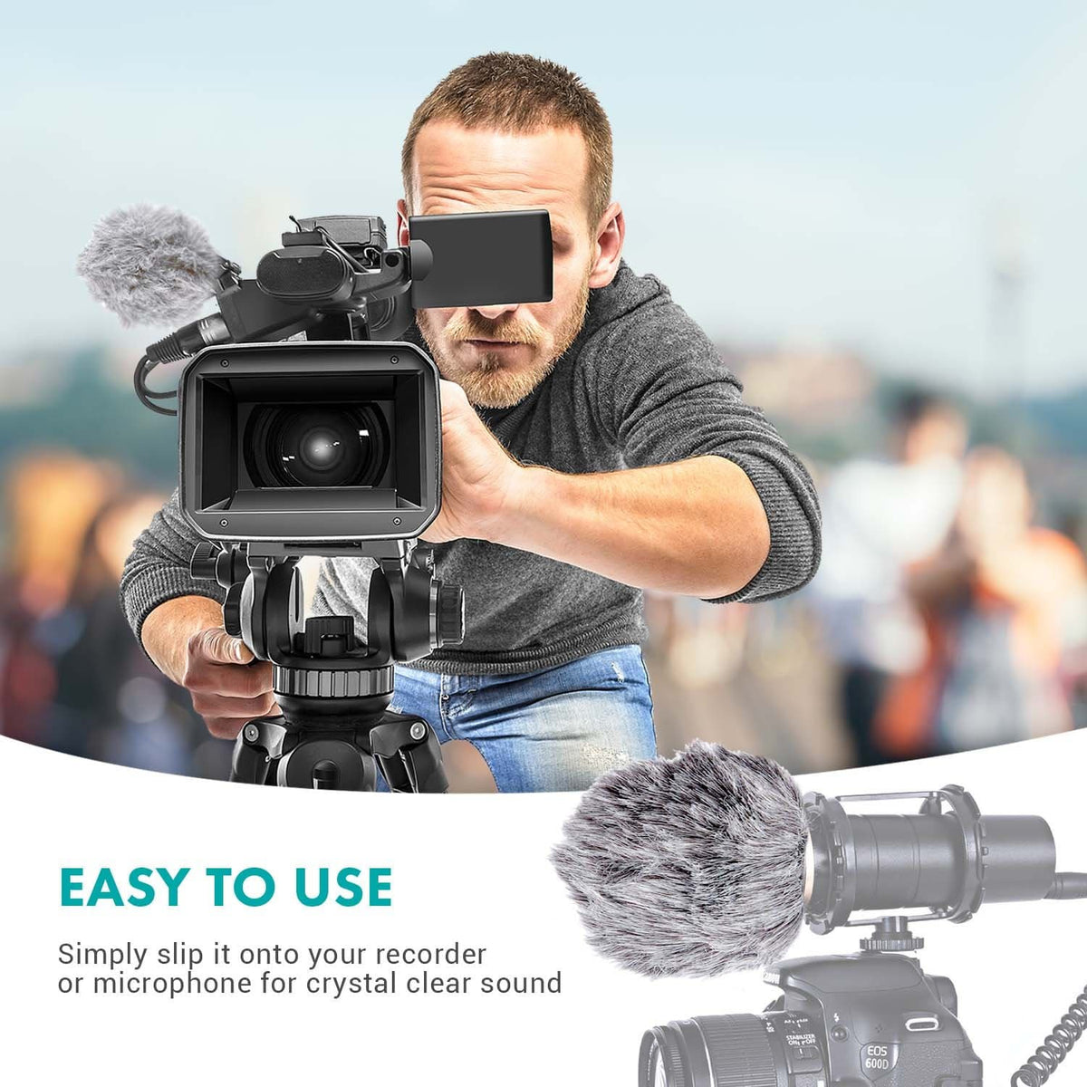 Movo WS1 | Microphone Foam Cover | Foam Windscreen for Shotgun Mics - Movo