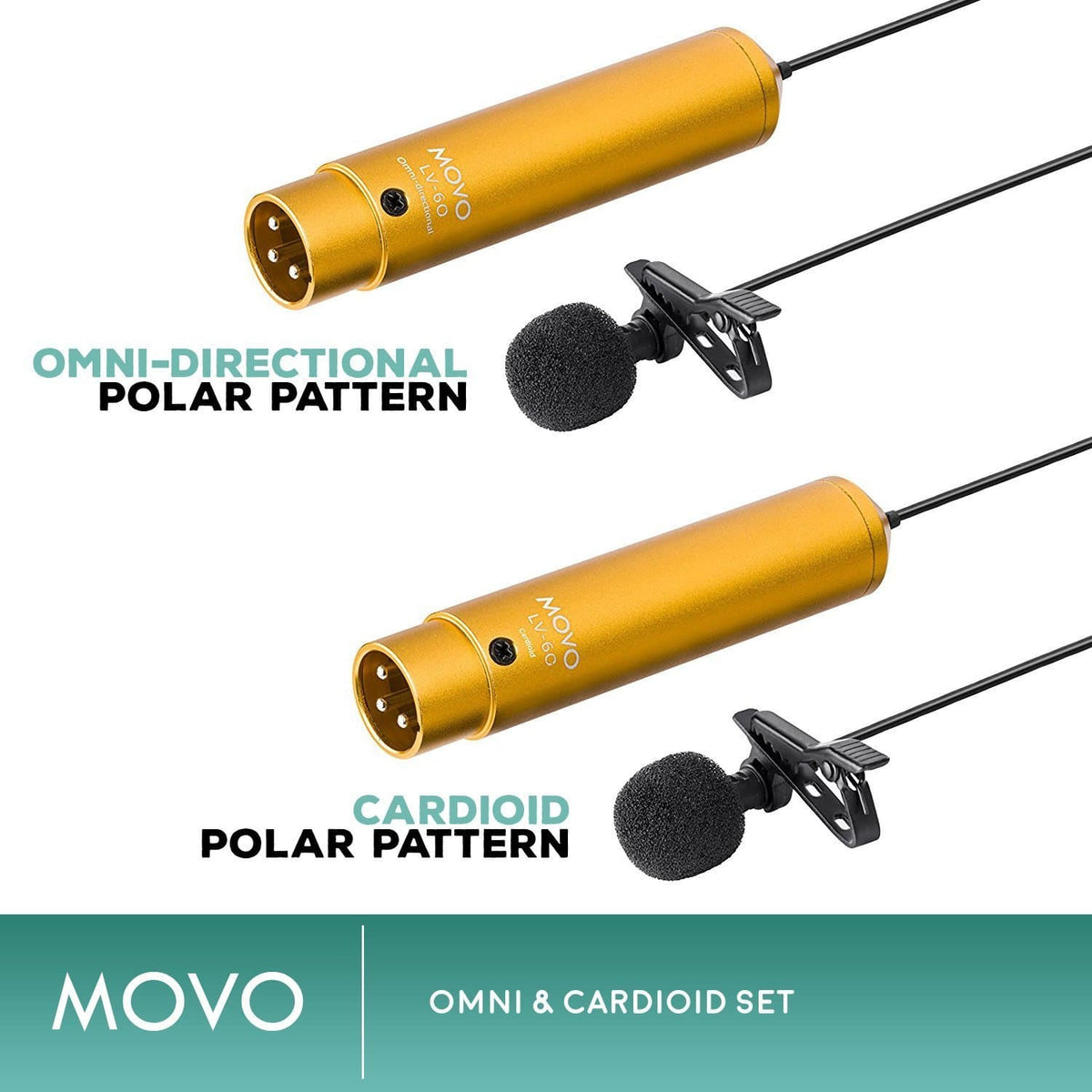 Omnidirectional &amp; Cardioid XLR Lav Condenser Mic Set - Movo