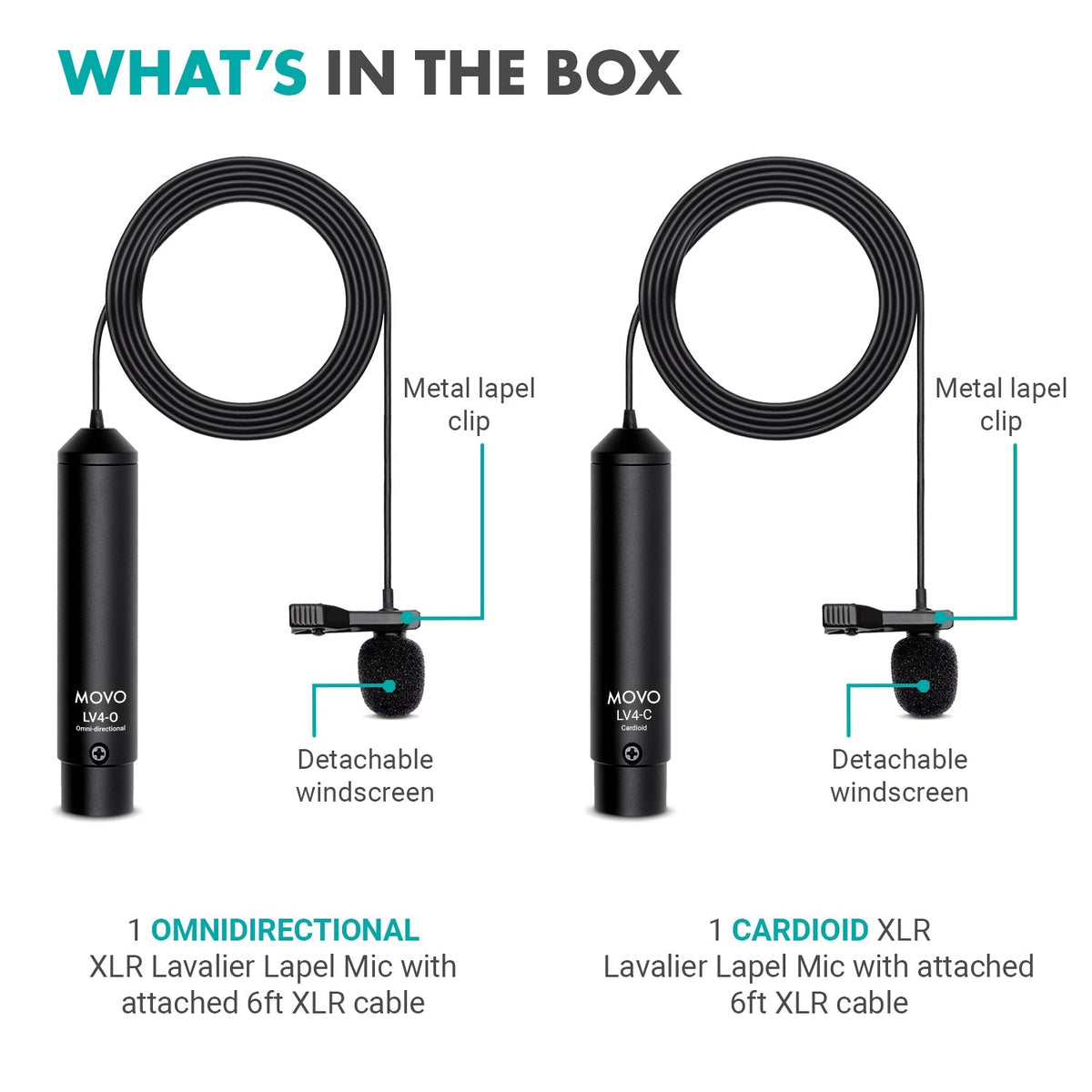Phantom Power XLR Lavalier Microphone Interview Kit - Movo