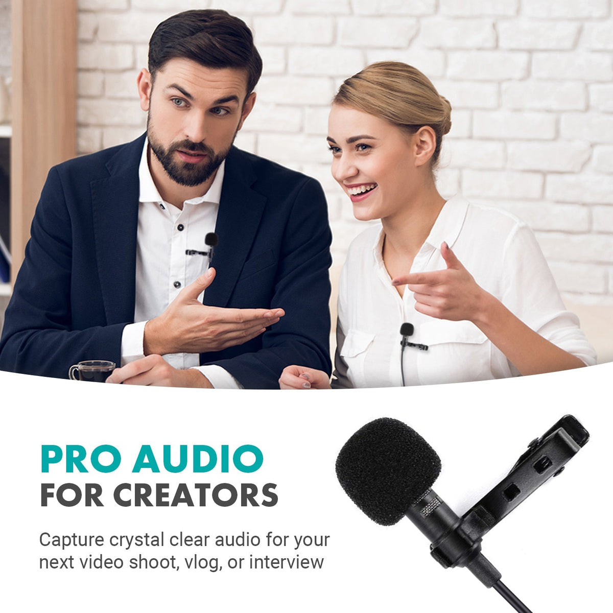 Phantom Power XLR Lavalier Microphone Interview Kit - Movo