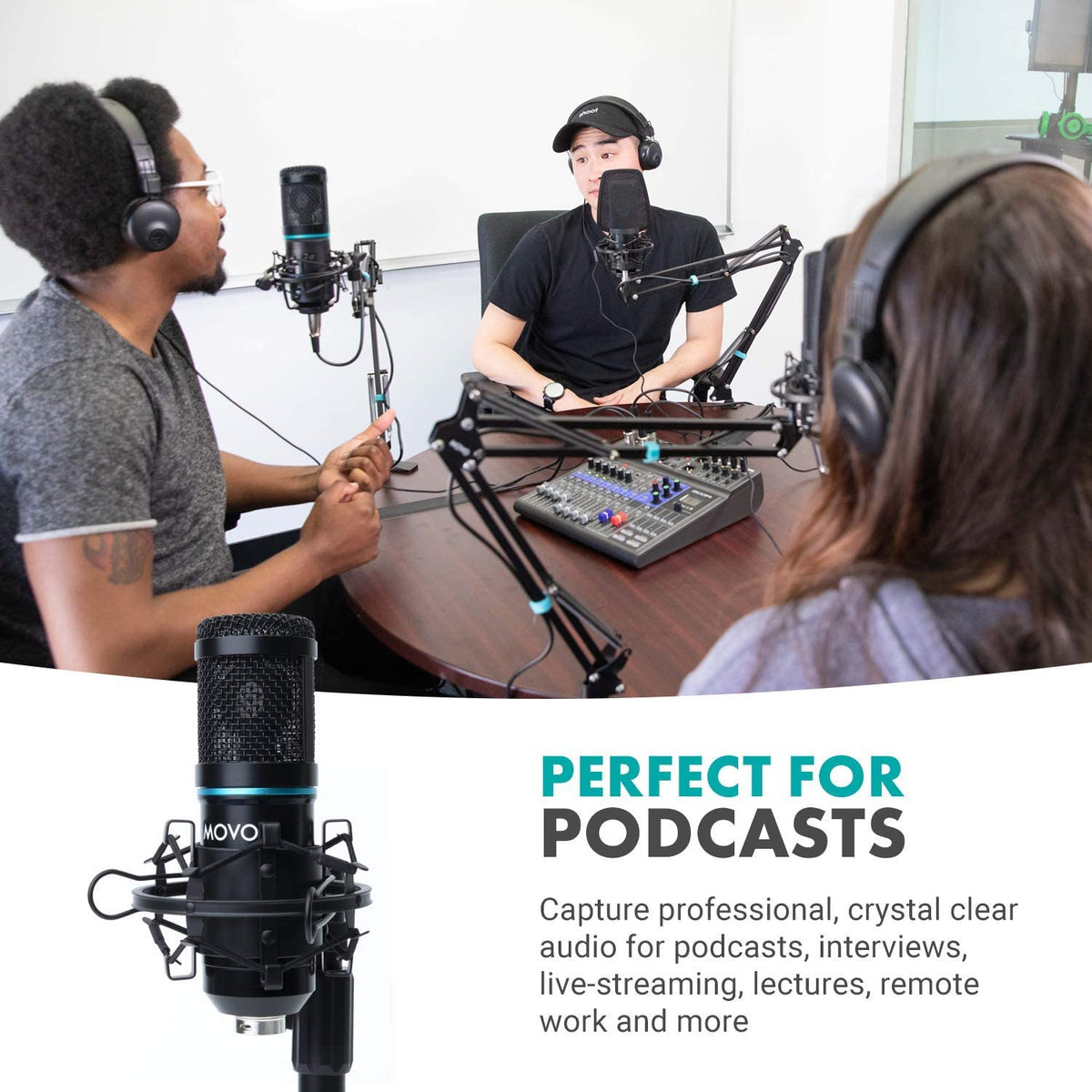 Podcasting Microphone XLR 3.5mm W/ Pop Filter - Movo