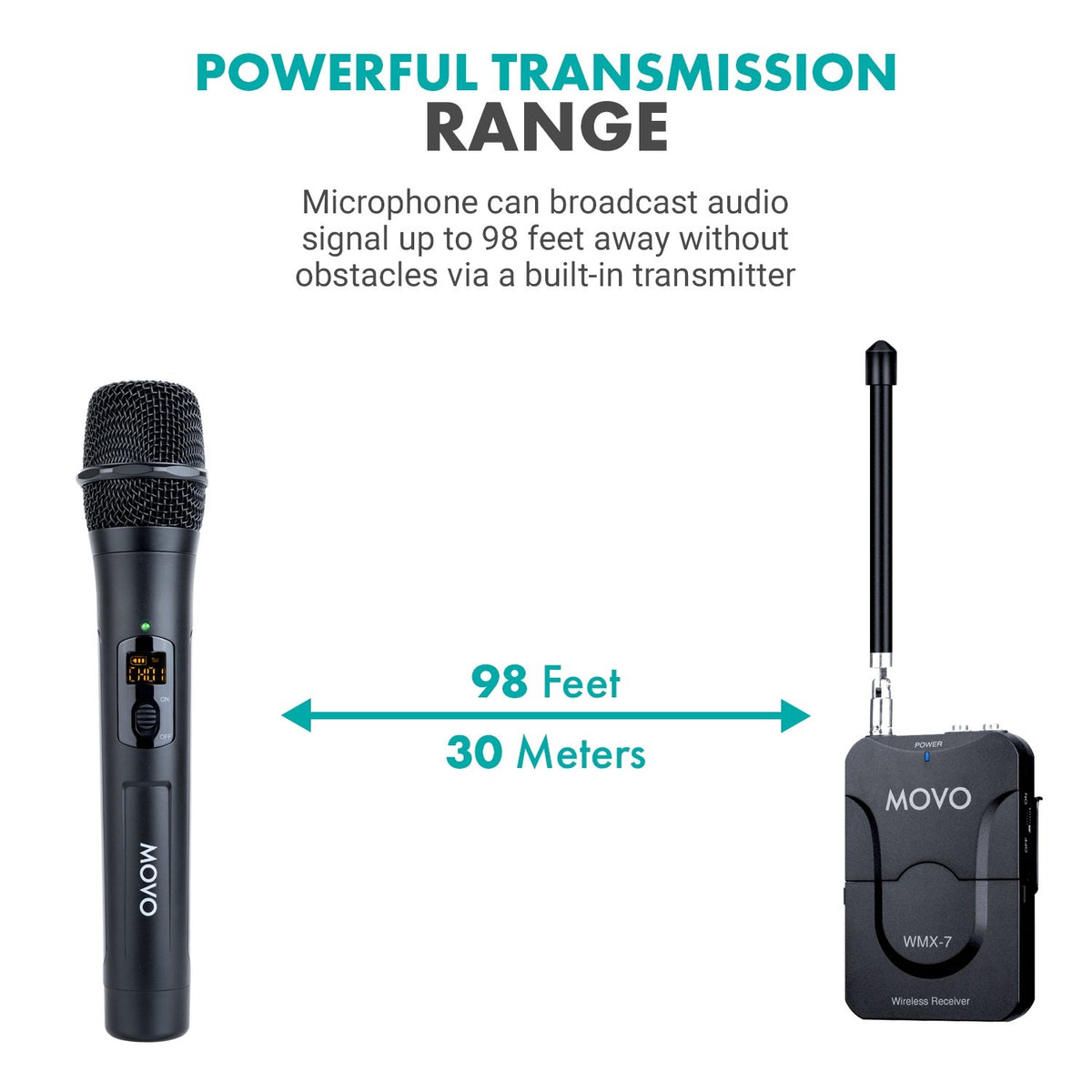 Portable VHF Wireless Handheld Microphone | WMX-7-TH | Movo - Movo