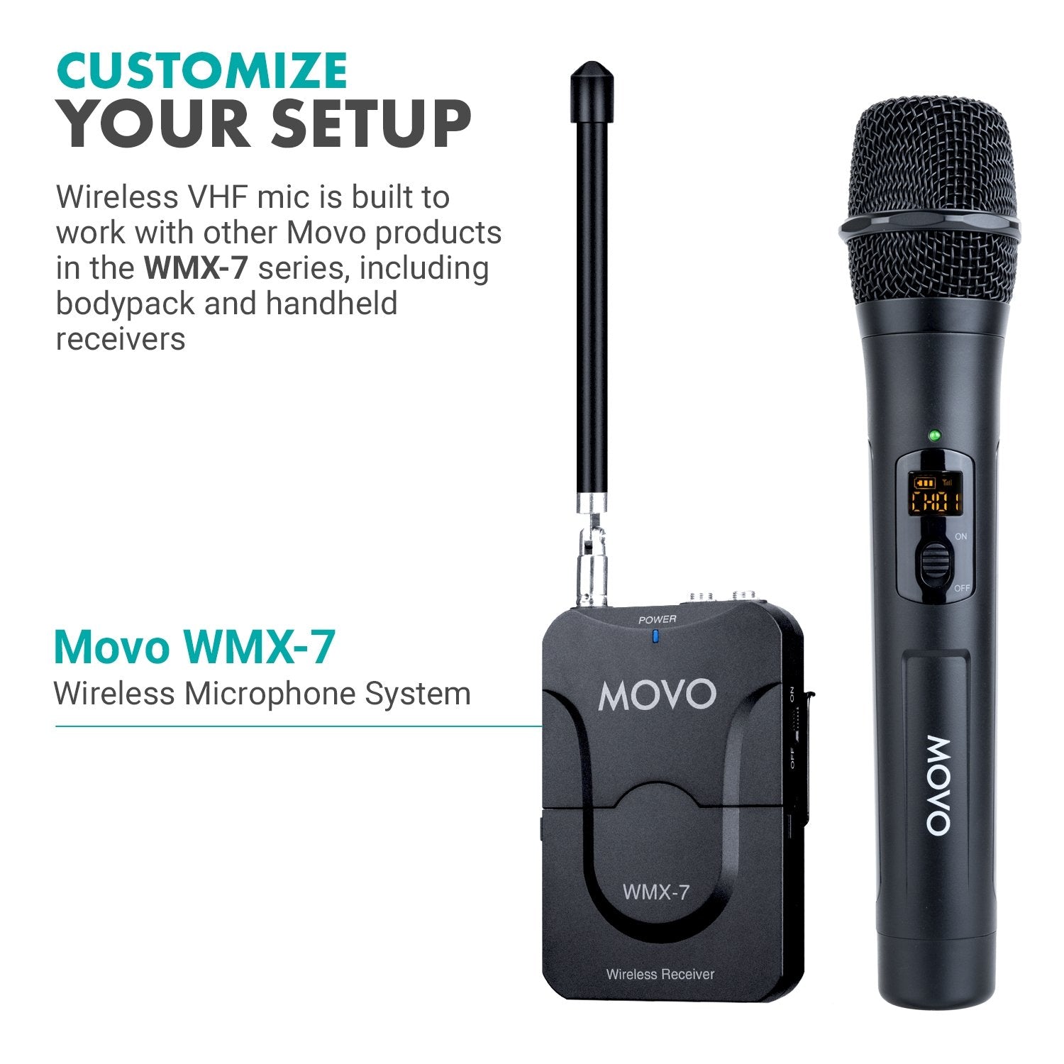 WMX-7-TH+RX | VHF Handheld Wireless Microphone System | Movo