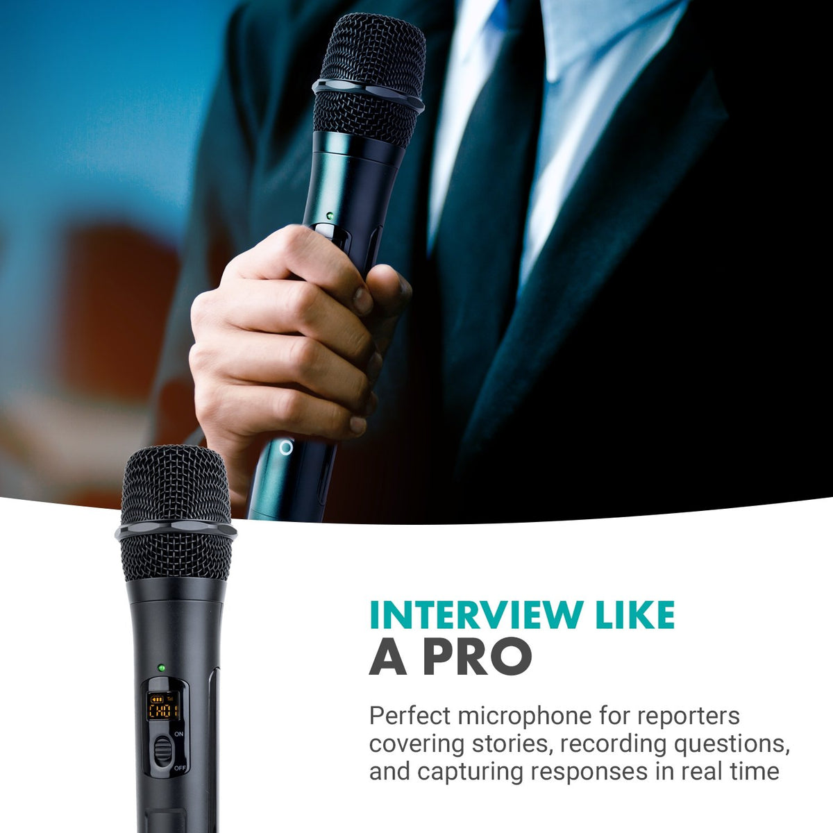 Portable VHF Wireless Handheld Microphone | WMX-7-TH | Movo - Movo