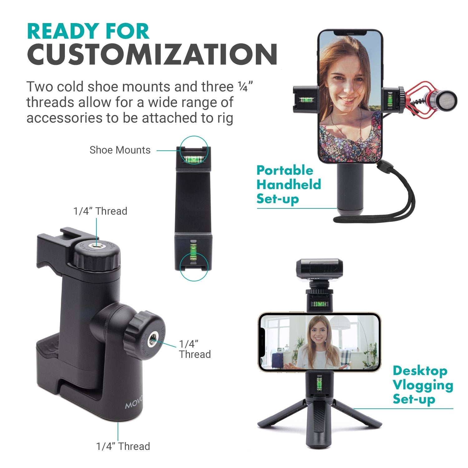 PR-3 | Rotating Smartphone Grip Handle Rig | Movo
