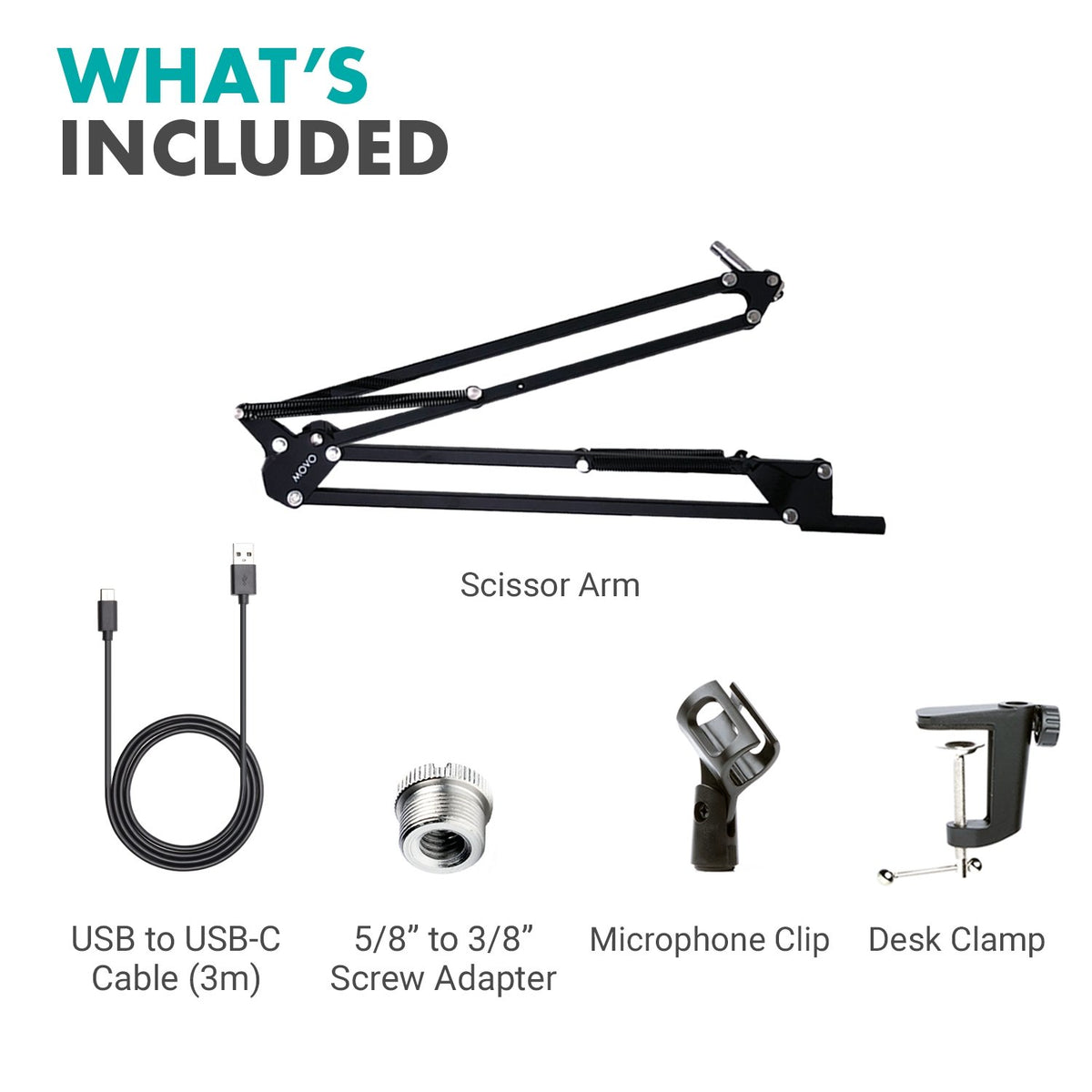 Scissor Boom Arm USB-C to USB Extension Cable | ASM-5-KS | Movo - Movo