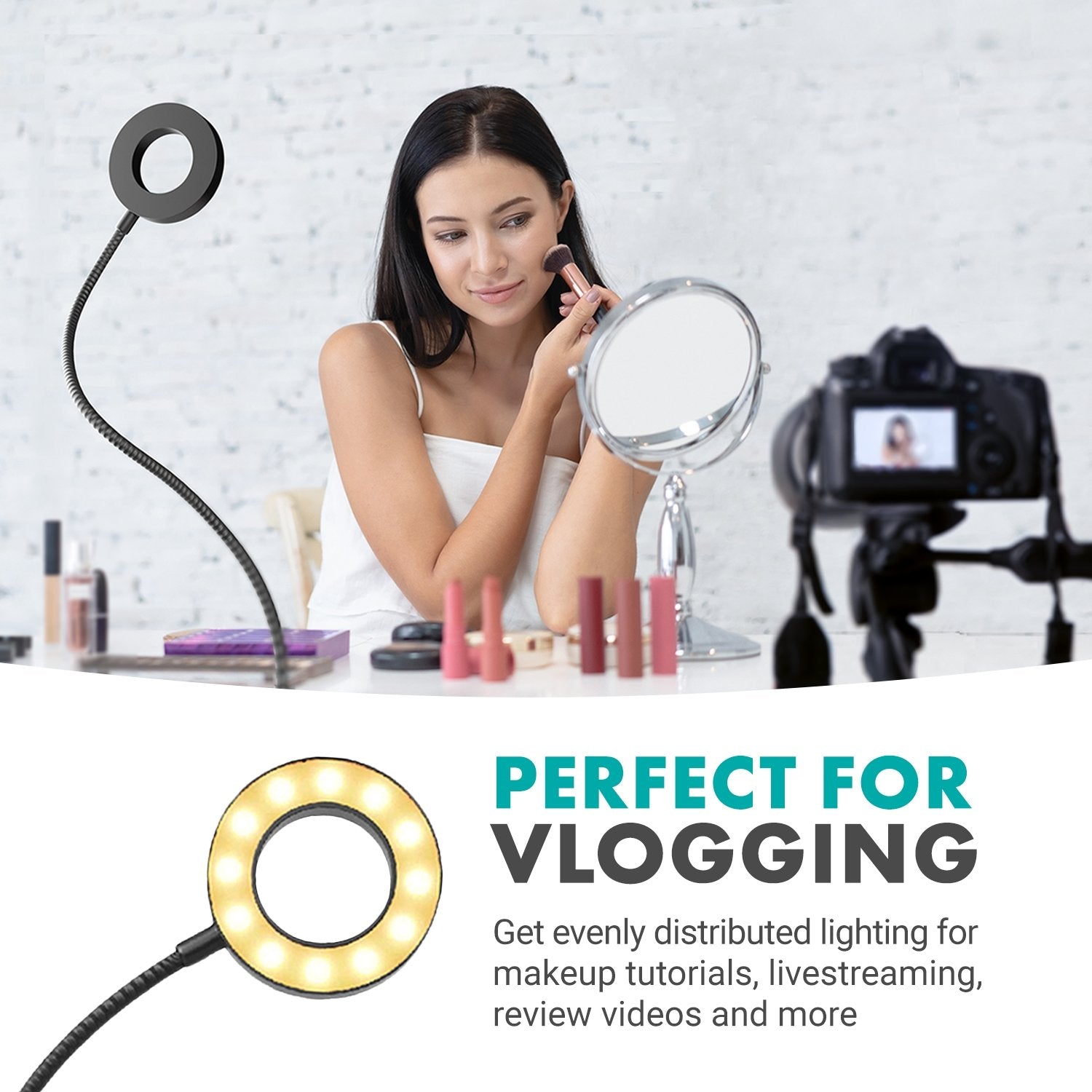 Vivitar Vlogging Desk Lamp with White LED Ring Light and Smart Phone Holder  - Walmart.com
