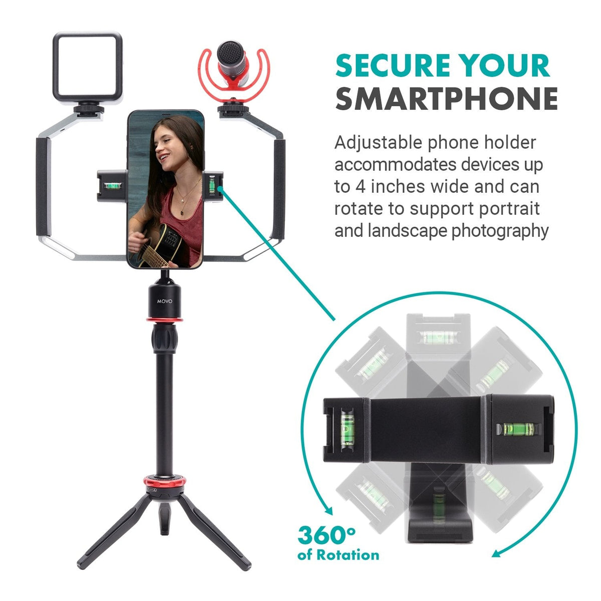 Smartphone Kit W/ PRO Mic, Light, Tripod - Movo