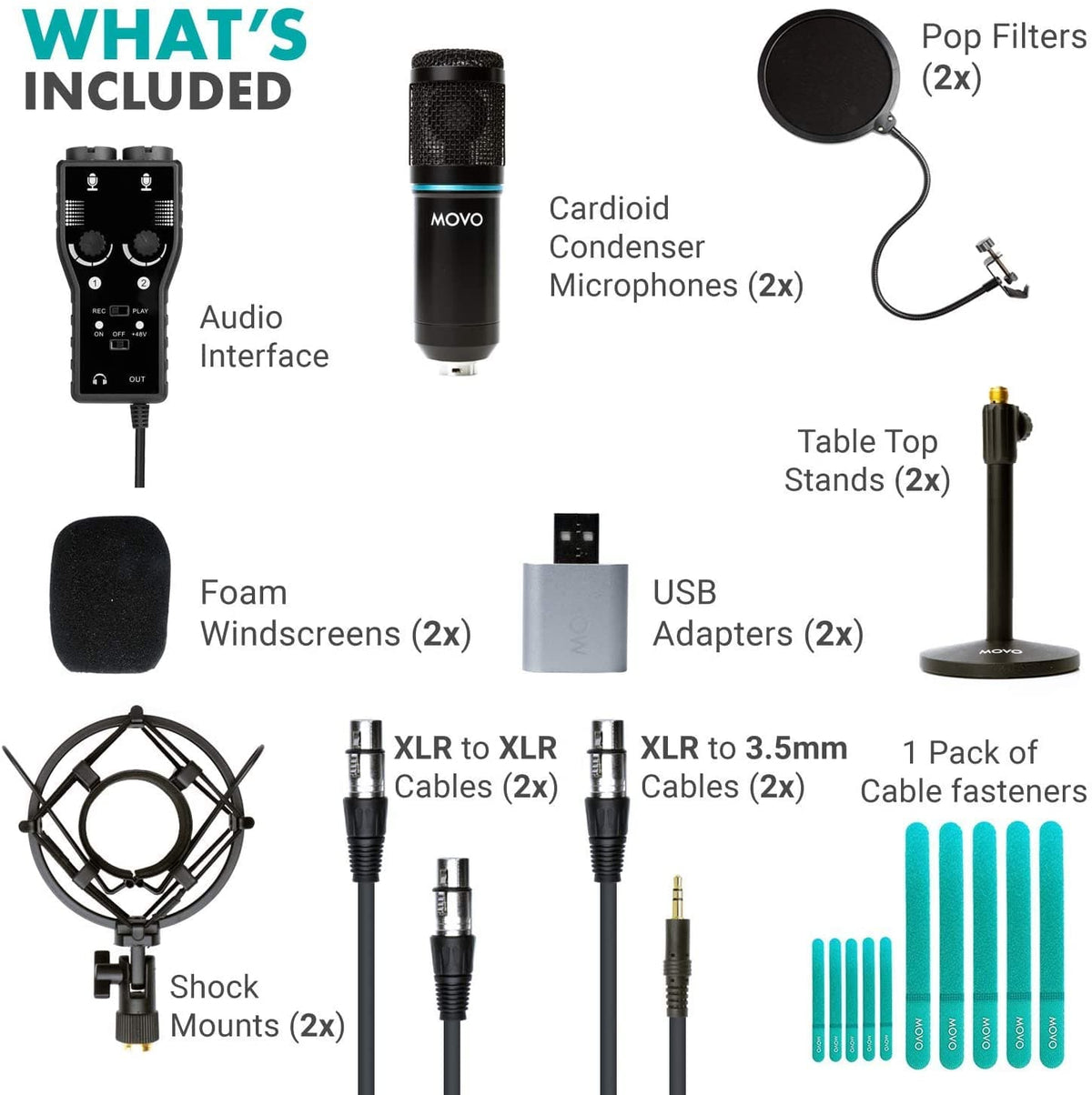 Smartphone Podcasting Bundle 2x Microphones USB-C | Movo - Movo