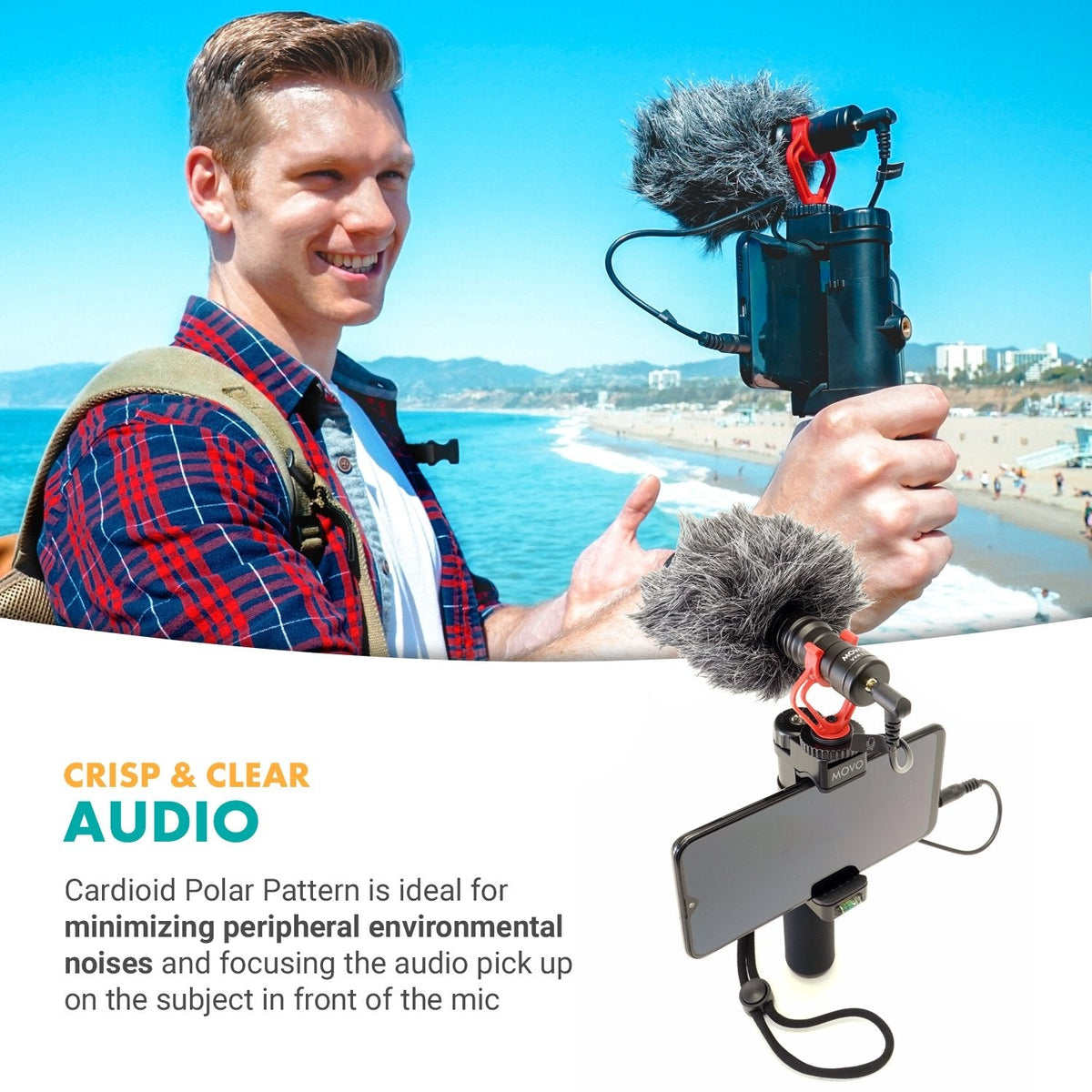 Smartphone Video Rig W/ Mini Tripod, Microphone, &amp; Grip - Movo