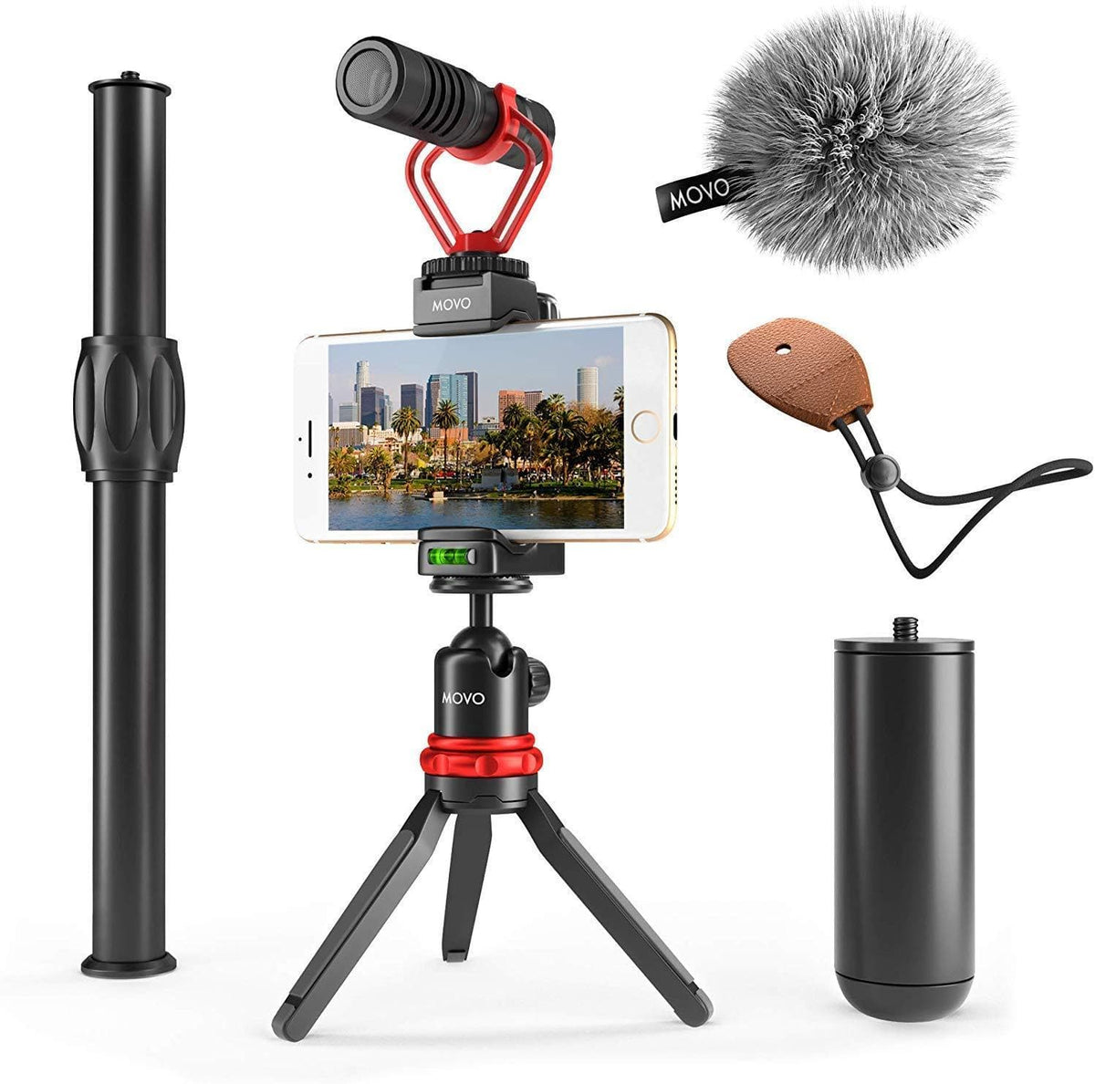 Smartphone Video Rig W/ Mini Tripod, Microphone, &amp; Grip - Movo