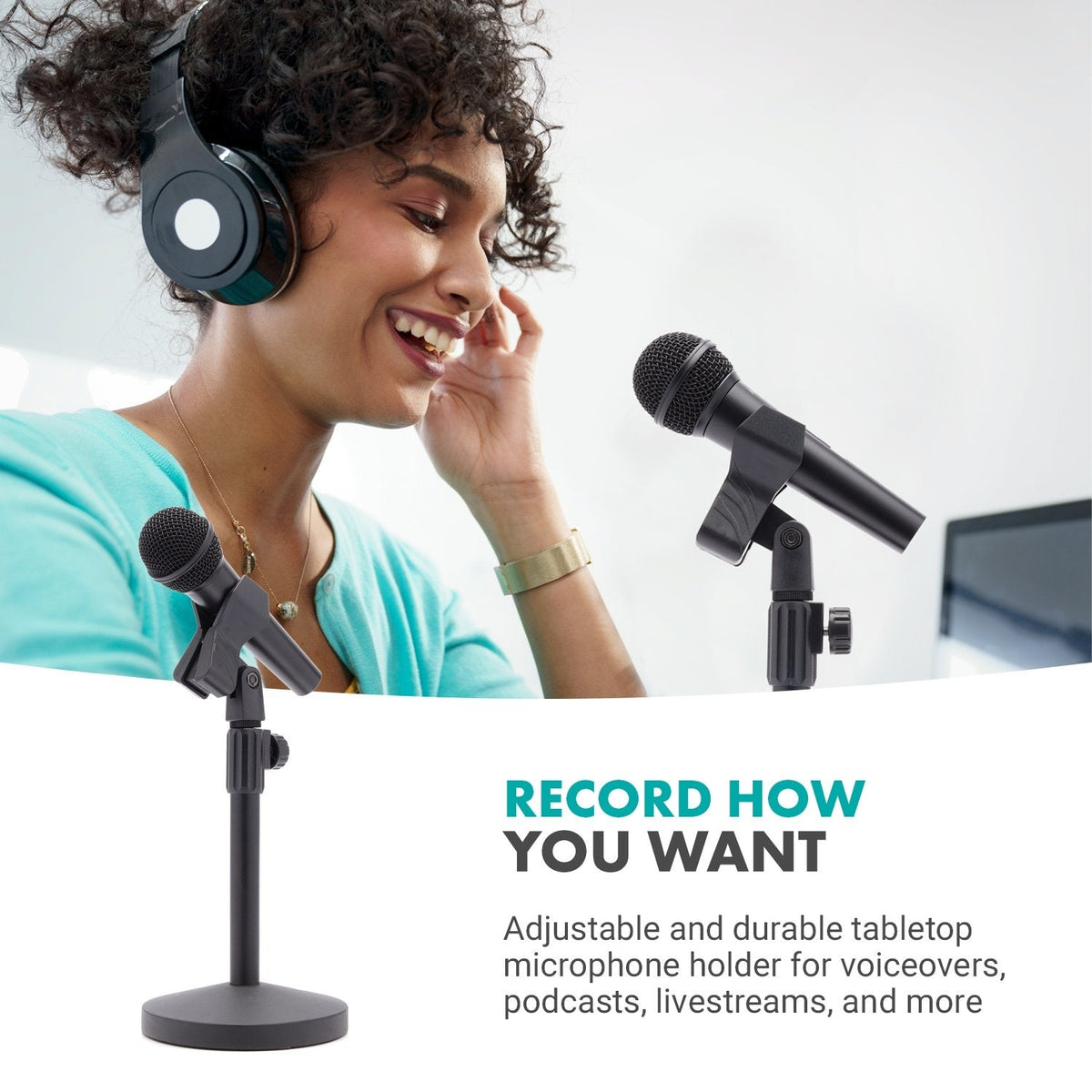 Table Mic. Stand Heavy Adjustable W/ Round Base + Clip | TMC-5 | Movo - Movo