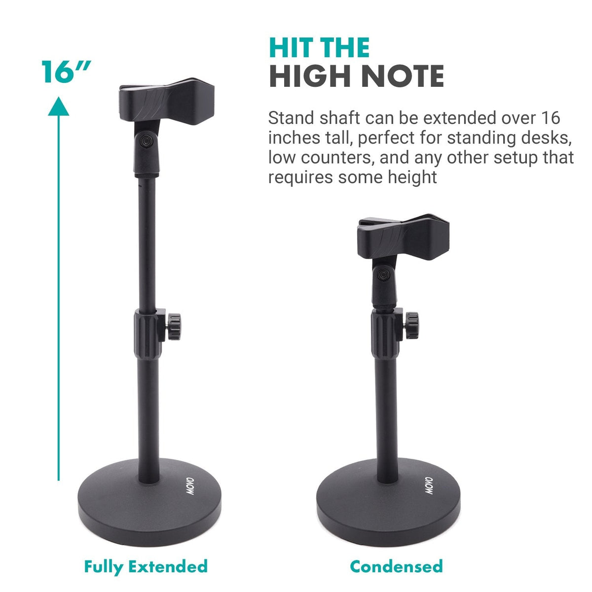 Table Mic. Stand Heavy Adjustable W/ Round Base + Clip | TMC-5 | Movo - Movo