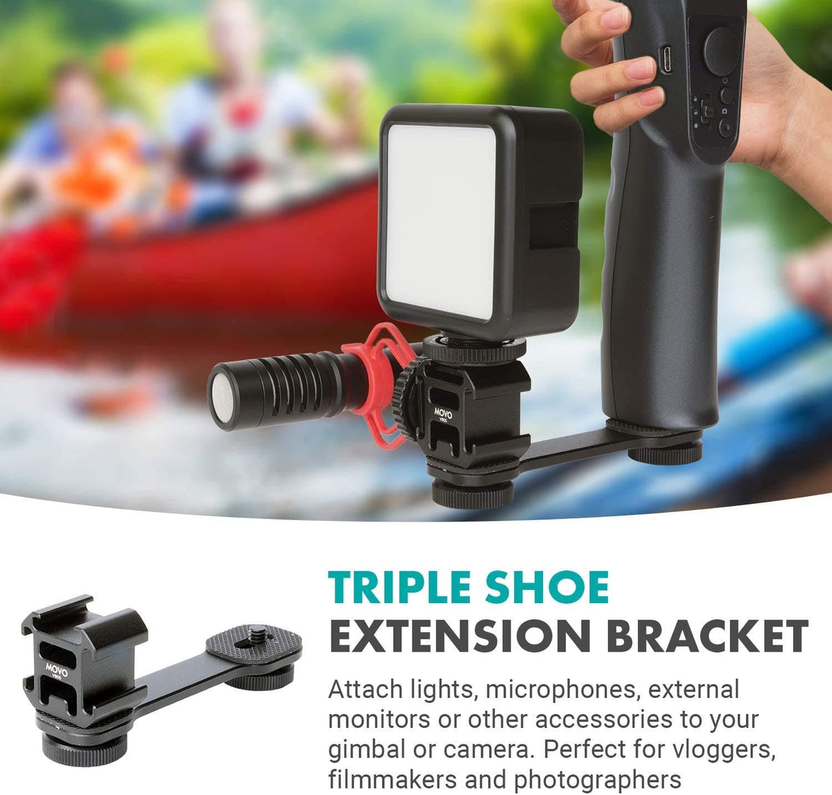 Triple Shoe Extension Video Bracket | VB05 | Movo - Movo