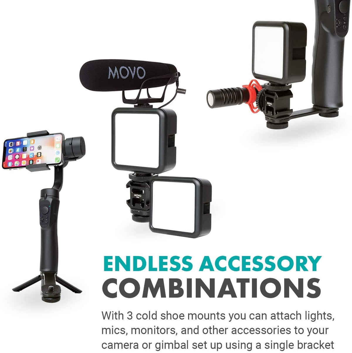Triple Shoe Extension Video Bracket | VB05 | Movo - Movo