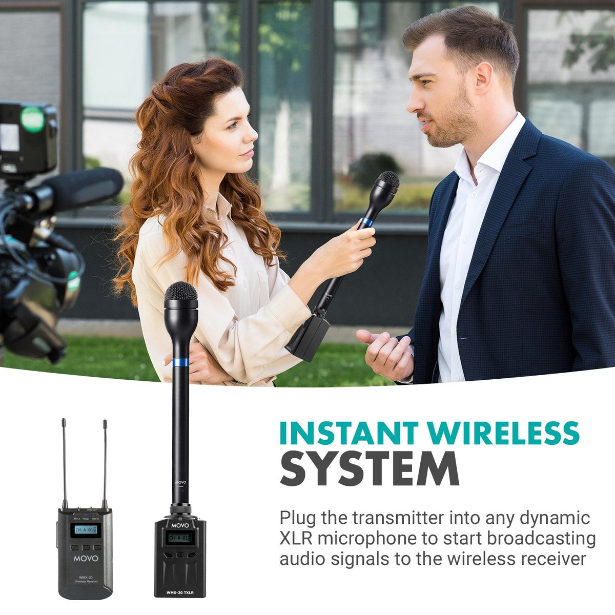 UHF Plug-In Transmitter &amp; Wireless Receiver for XLR Mics - Movo