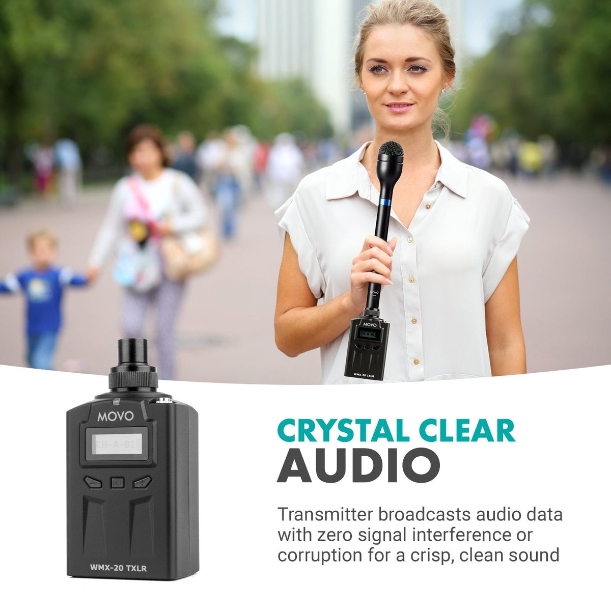 UHF Plug-In Transmitter &amp; Wireless Receiver for XLR Mics - Movo